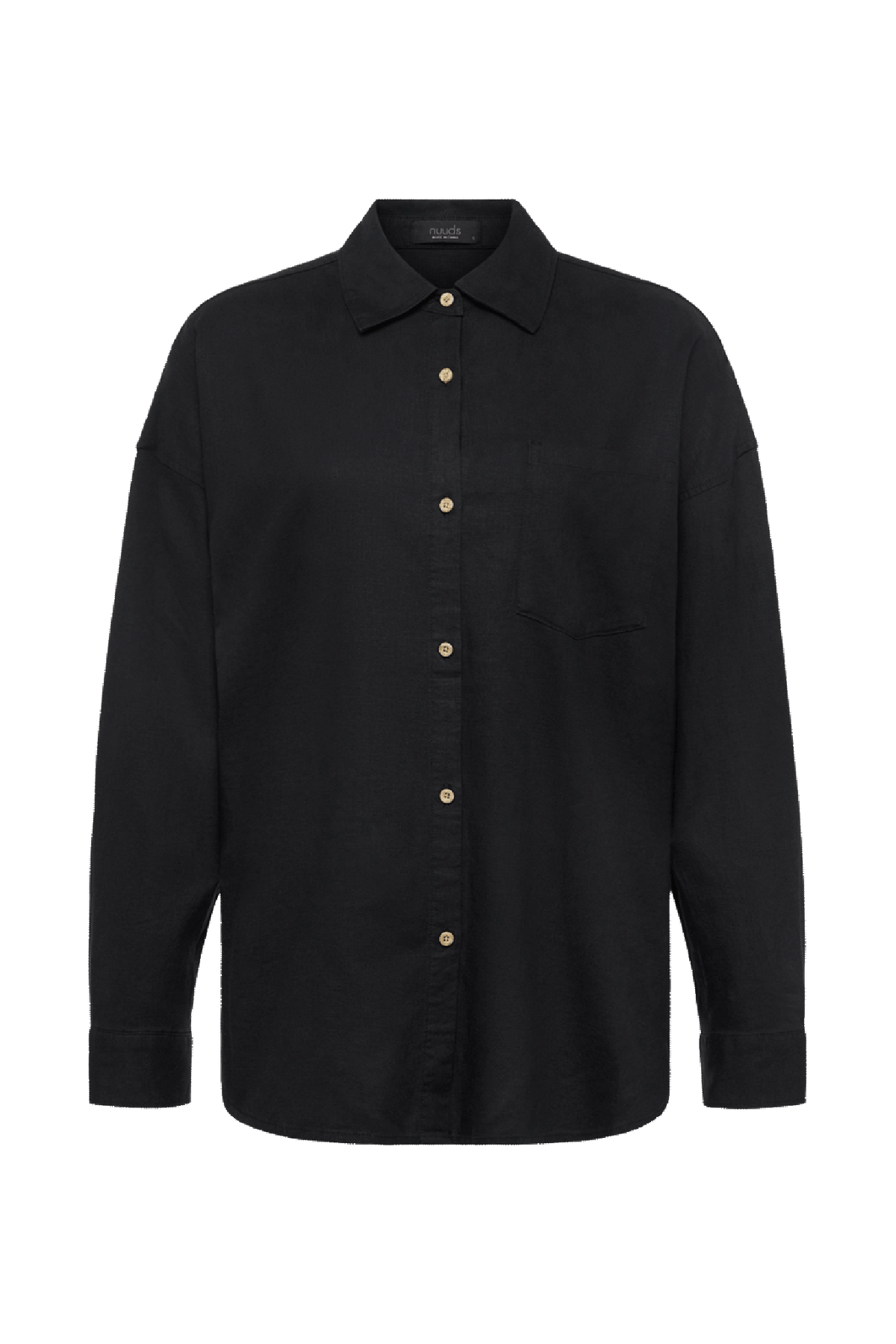 Color:Black | nuuds linen boyfriend shirt women oversized button down top breathable womens shirt