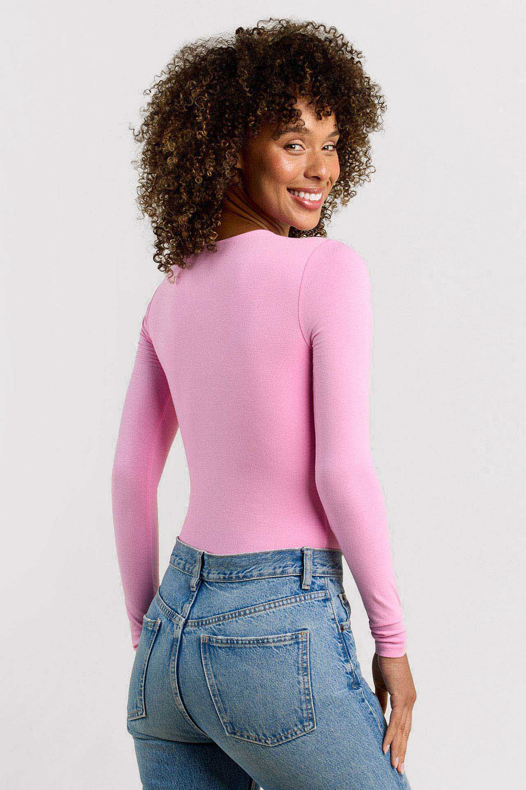 Cotton Stretch Long Sleeve Crewneck Bodysuit