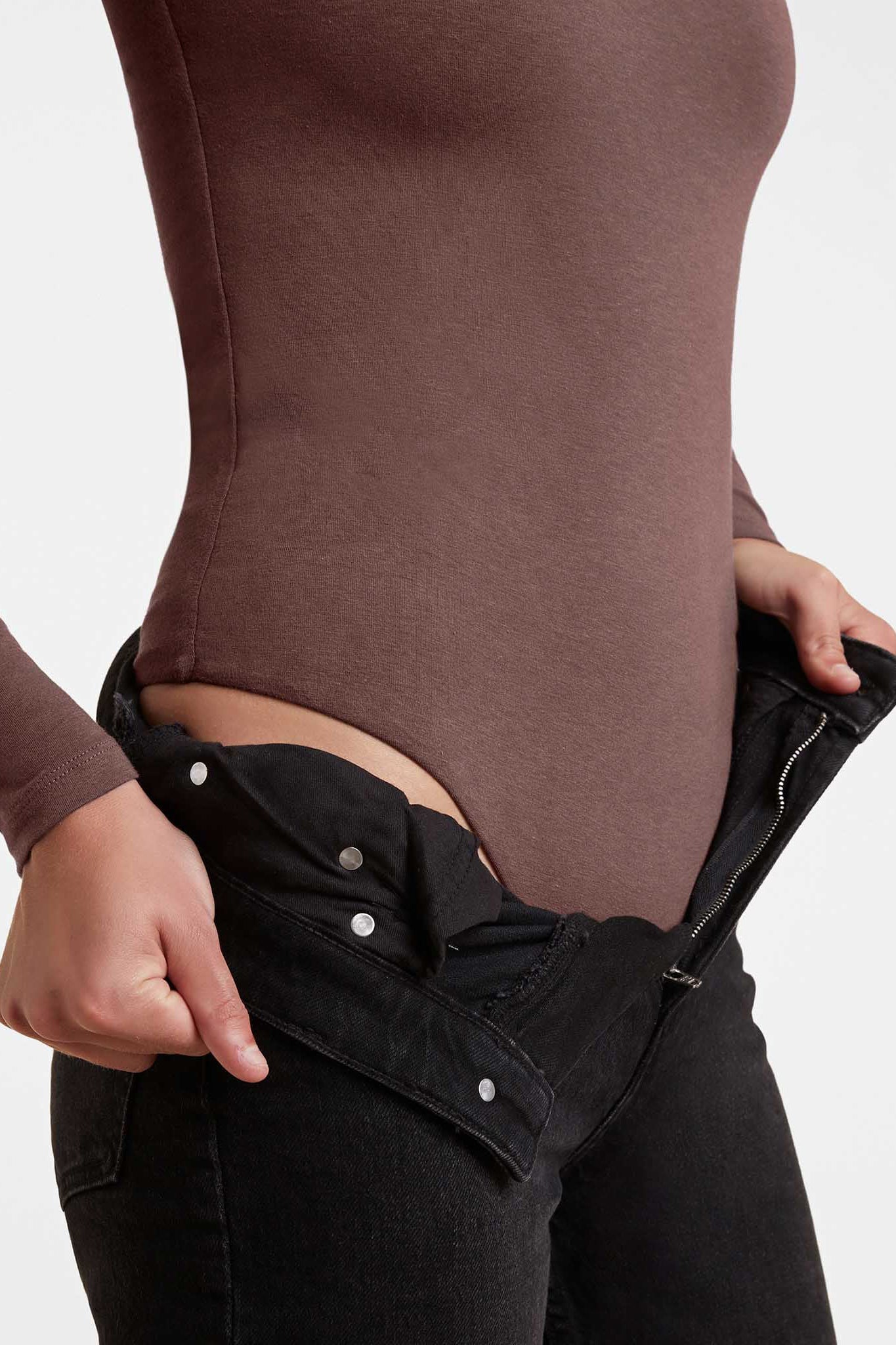 Cotton Stretch Long Sleeve Crewneck Bodysuit