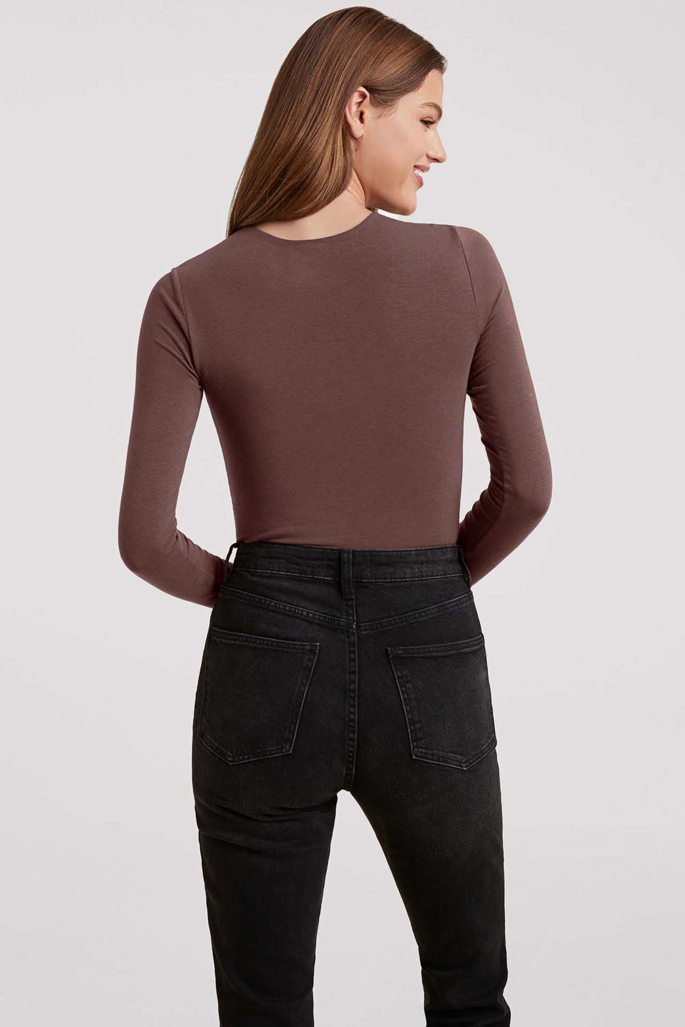 Cotton Stretch Long Sleeve Crewneck Bodysuit