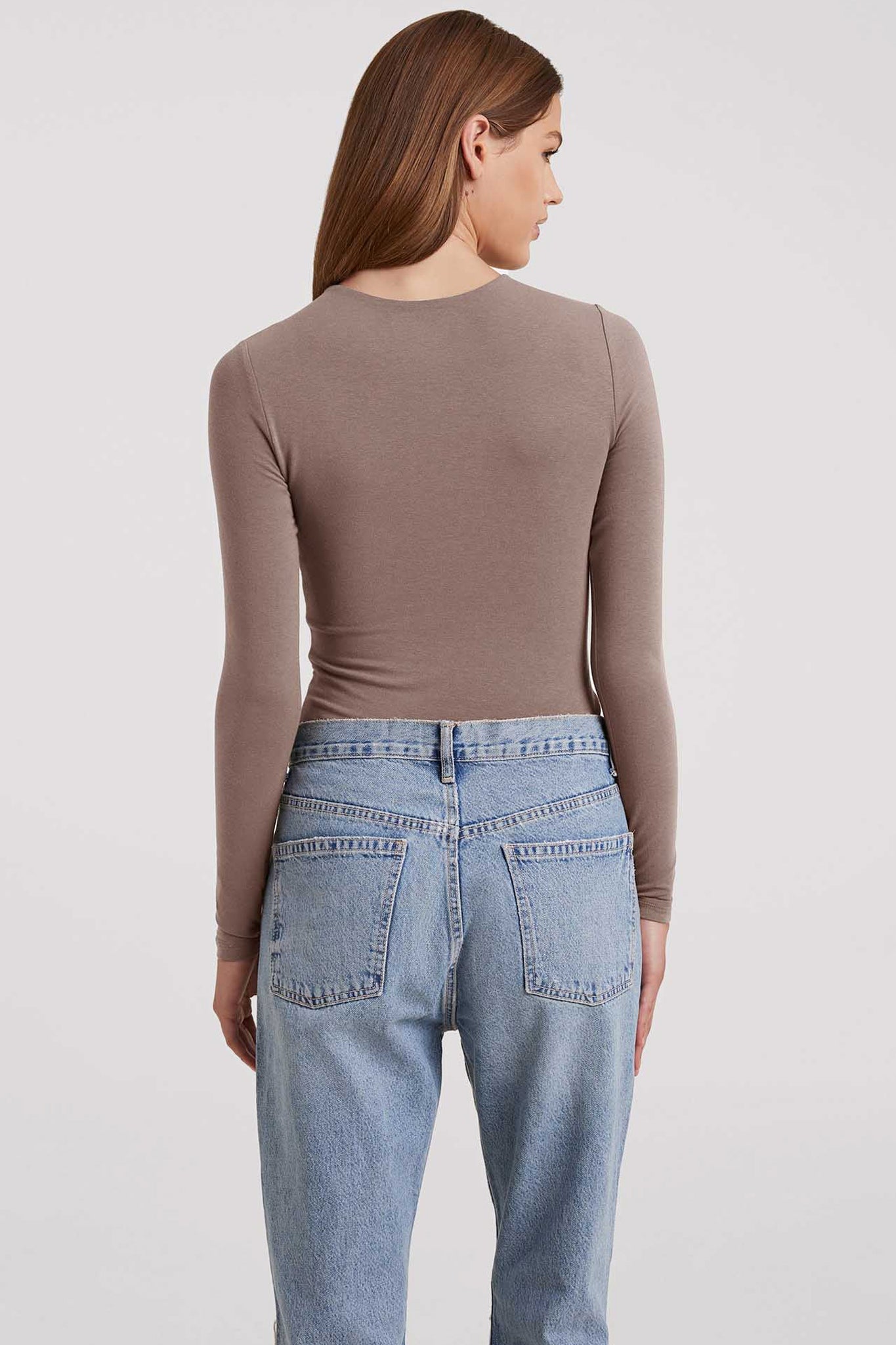 Cotton Stretch Long Sleeve Crewneck Bodysuit