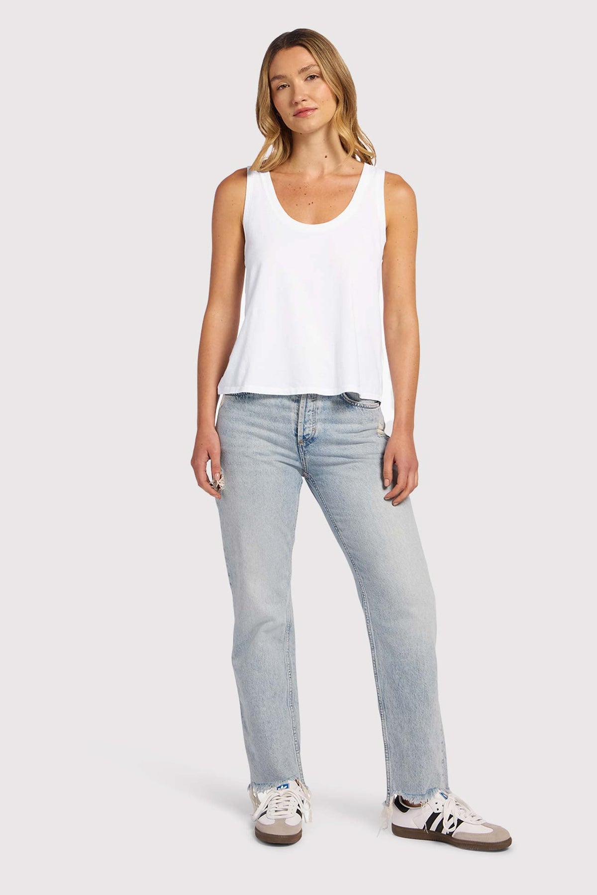Color:White | nuuds everyday tank top – women’s tank top soft cotton sleeveless top everyday essential