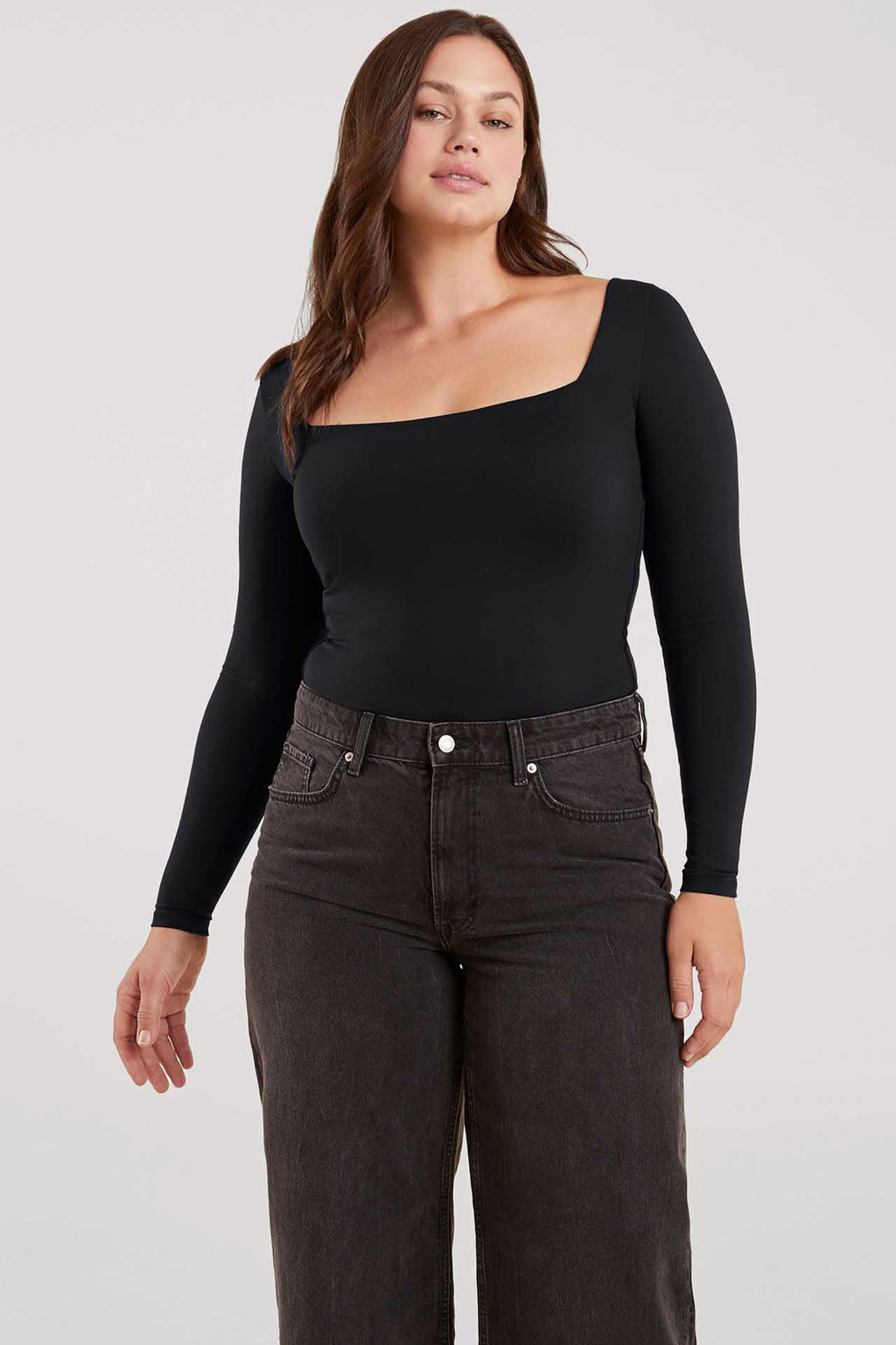 Long Sleeve Wide Square Neck Bodysuit