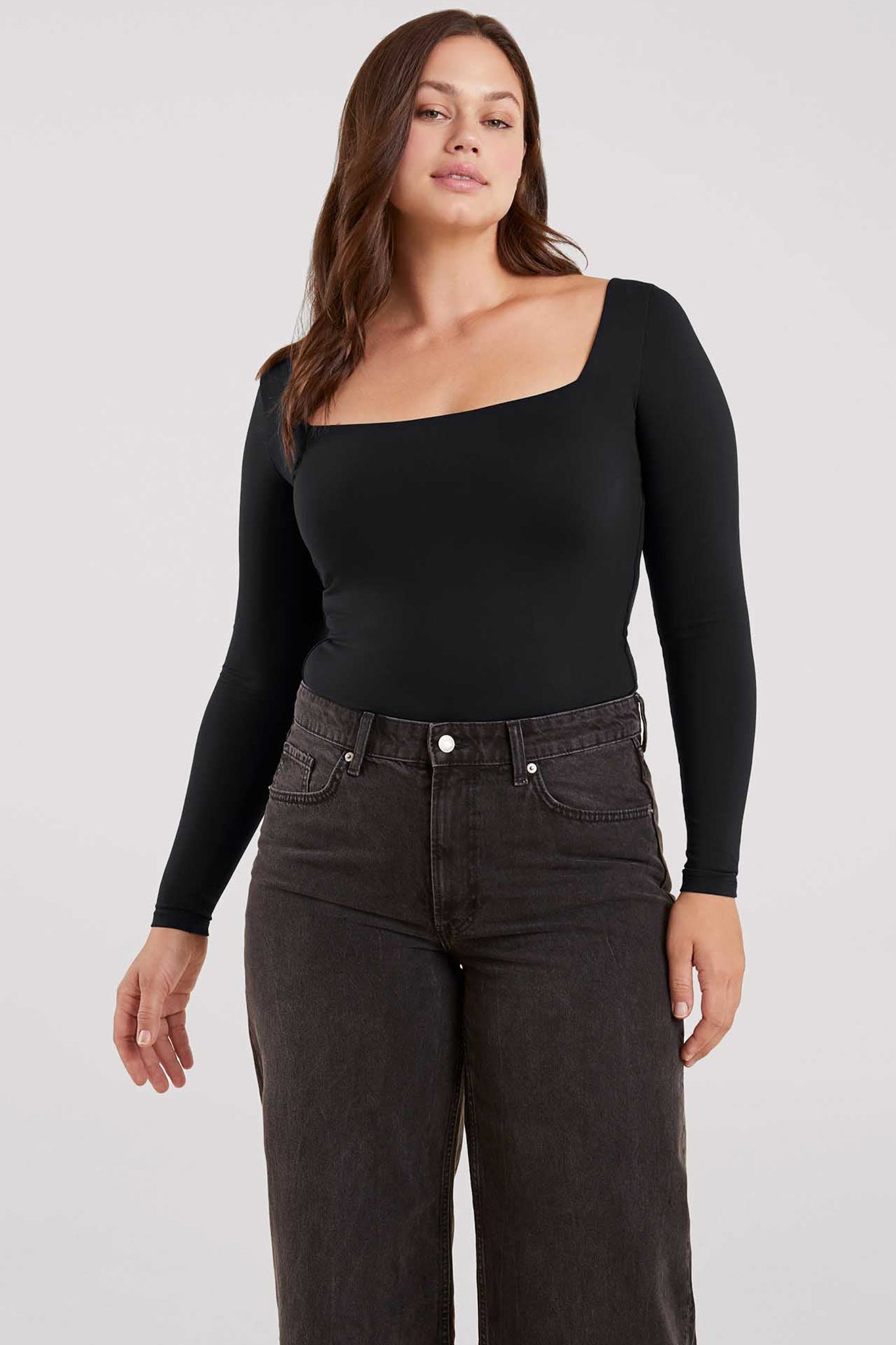 Long Sleeve Wide Square Neck Bodysuit