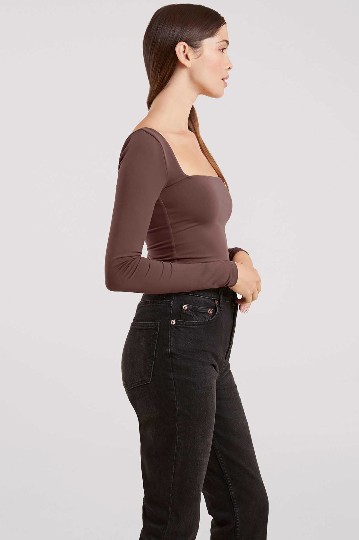 Long Sleeve Wide Square Neck Bodysuit