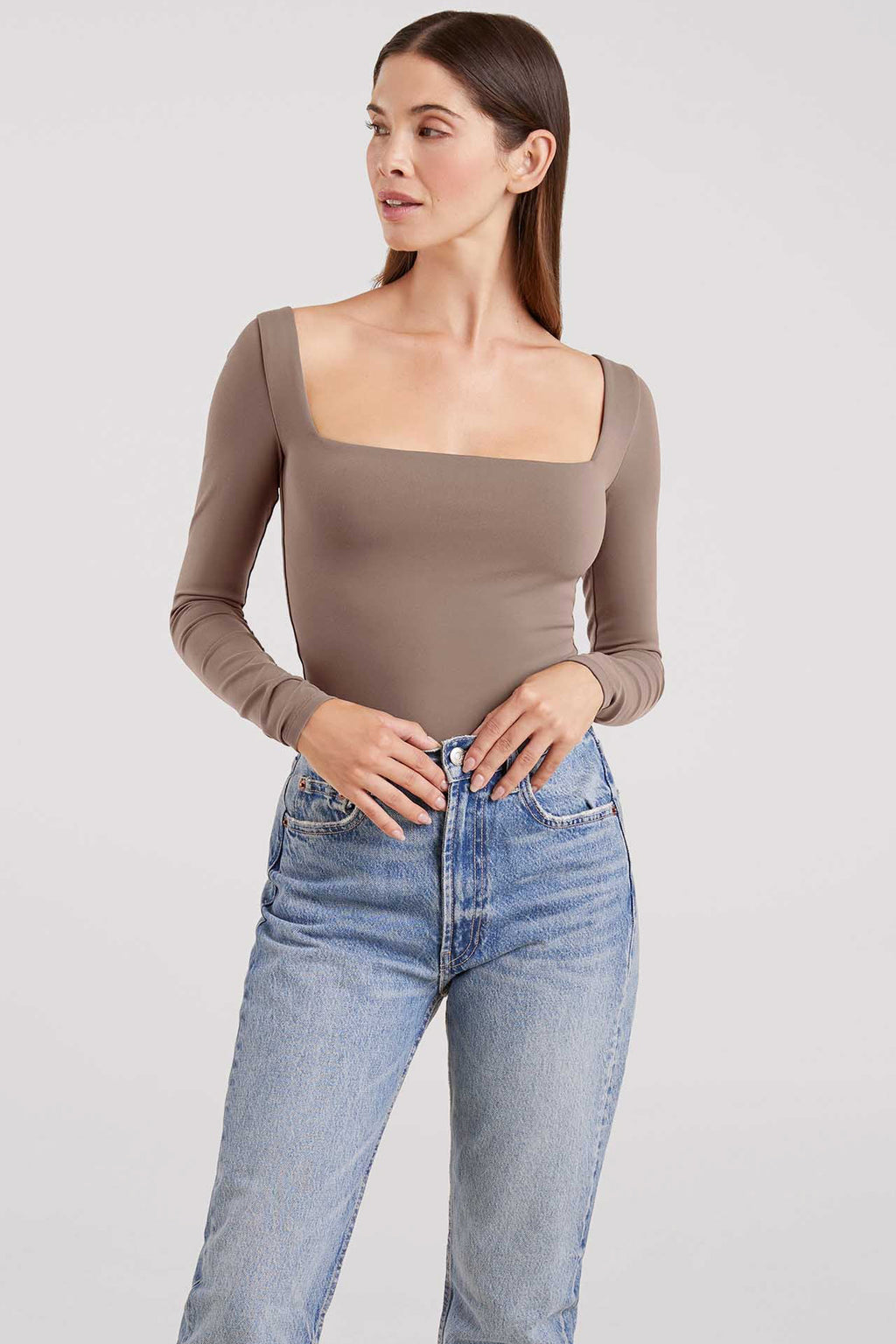 Long Sleeve Wide Square Neck Bodysuit