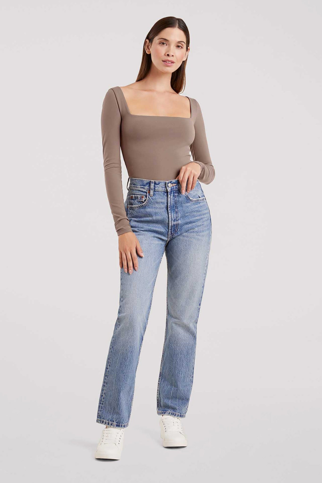 Long Sleeve Wide Square Neck Bodysuit