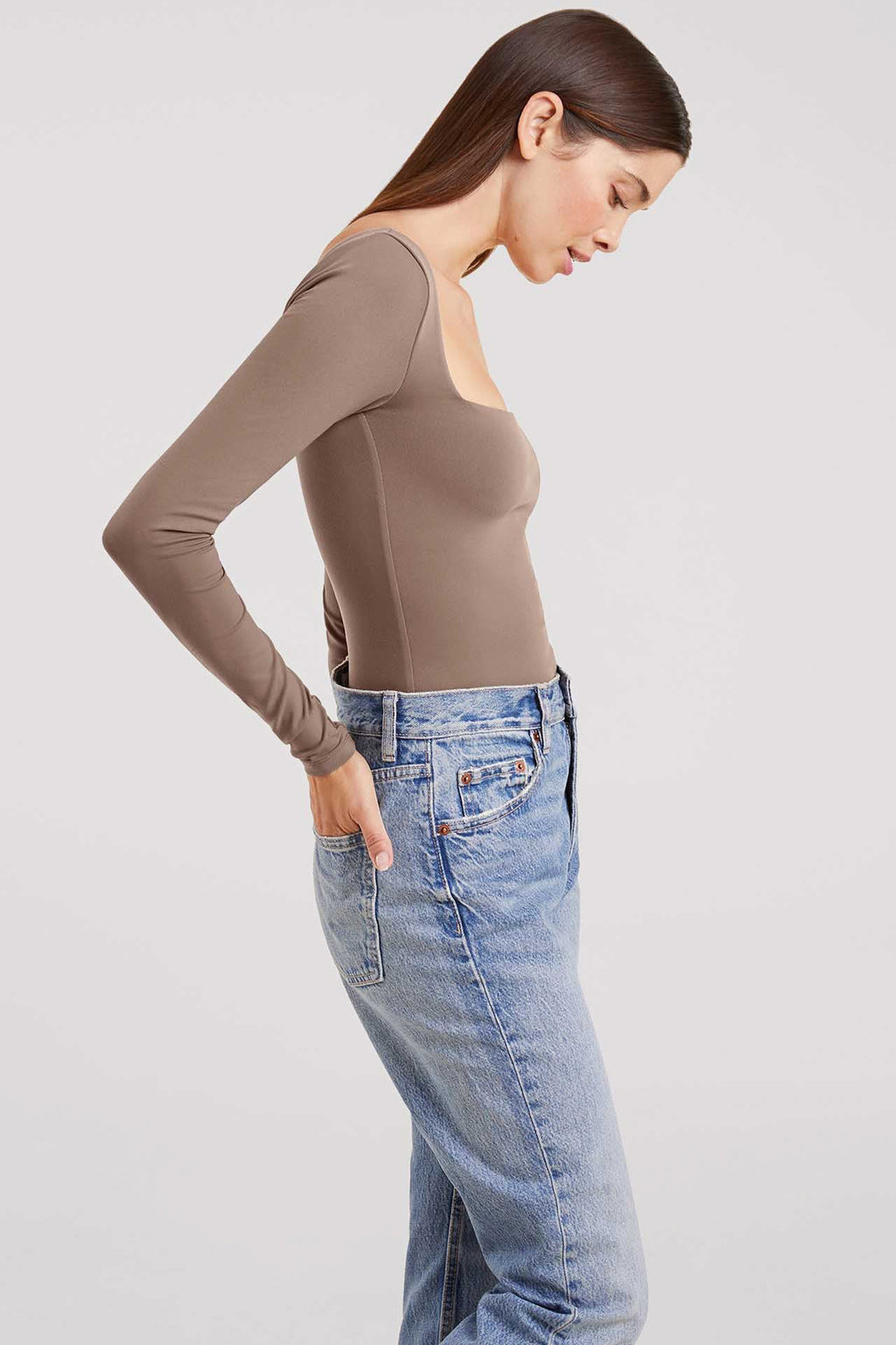 Long Sleeve Wide Square Neck Bodysuit