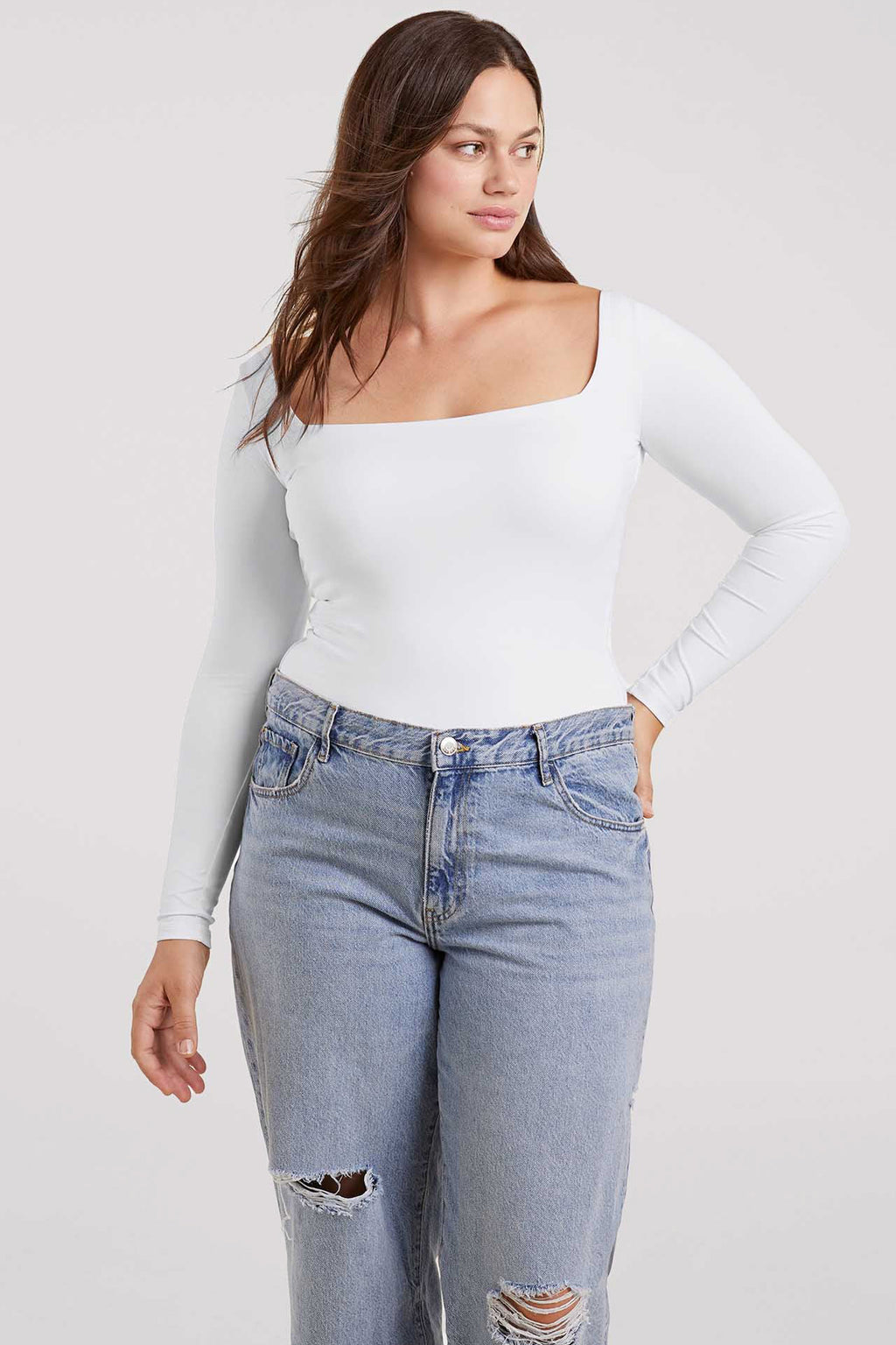 Long Sleeve Wide Square Neck Bodysuit