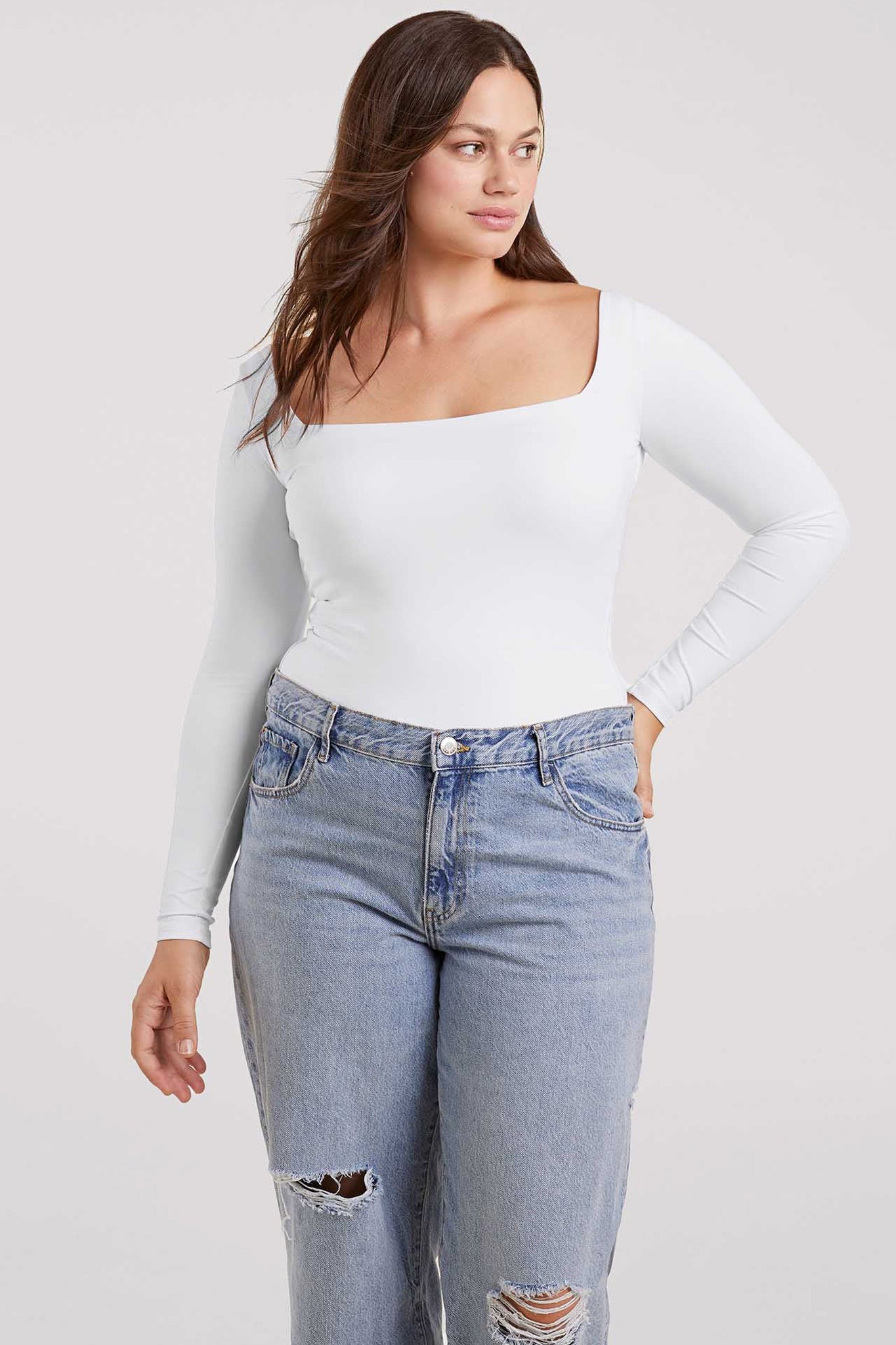 Long Sleeve Wide Square Neck Bodysuit