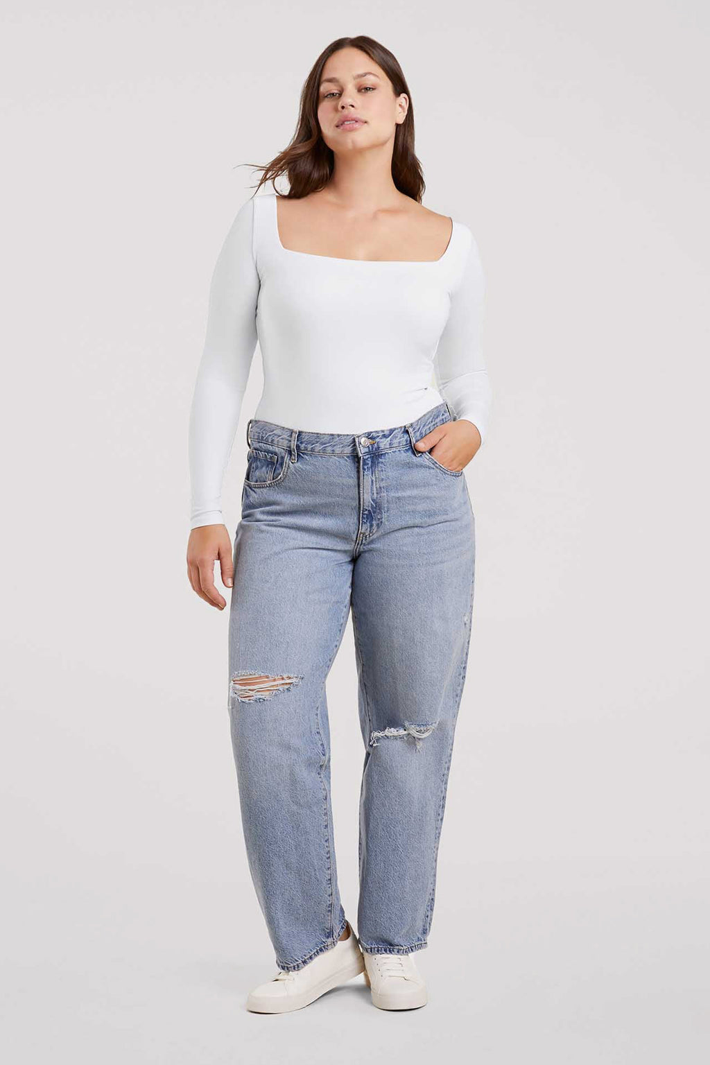 Long Sleeve Wide Square Neck Bodysuit