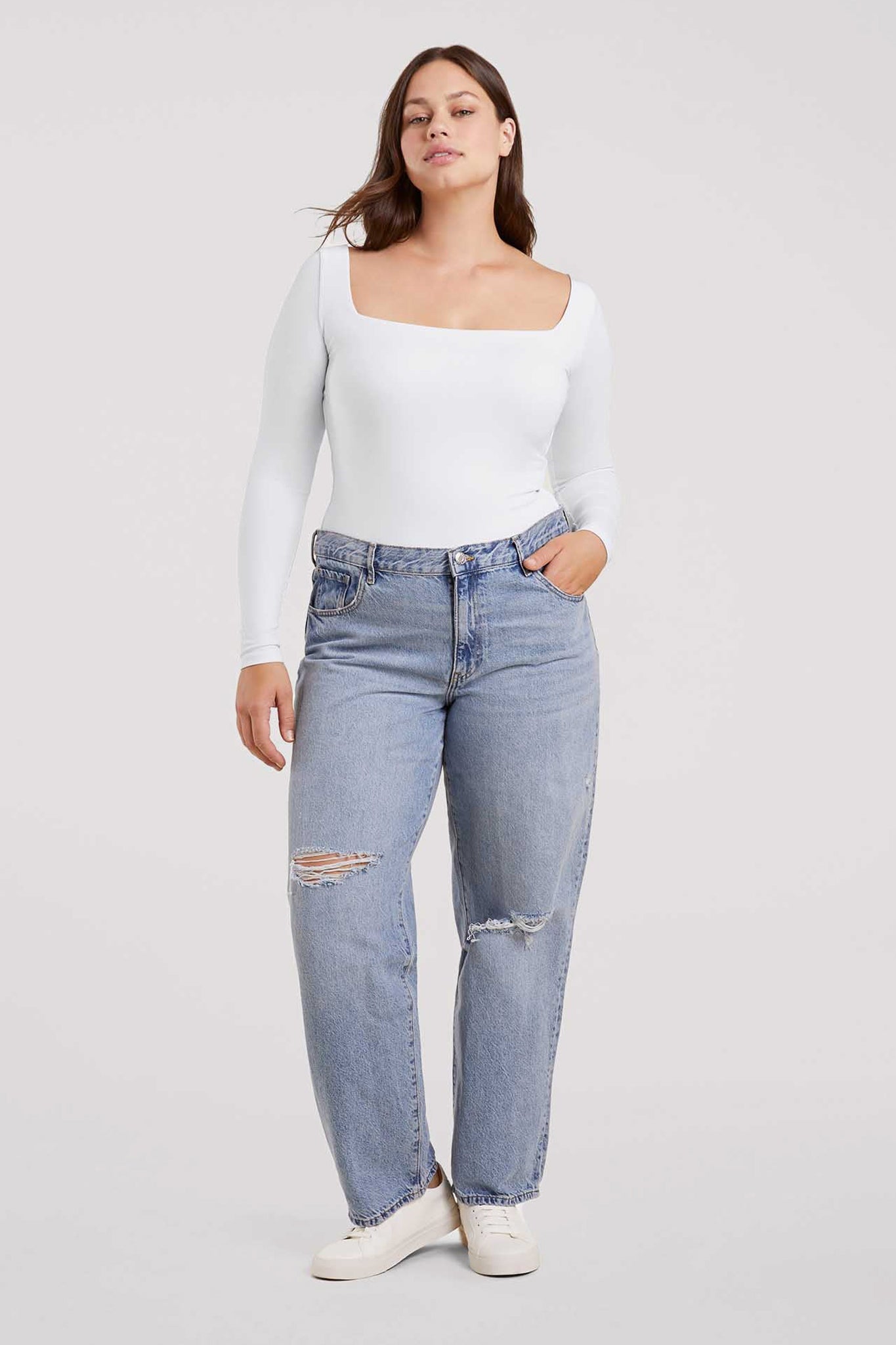 Long Sleeve Wide Square Neck Bodysuit