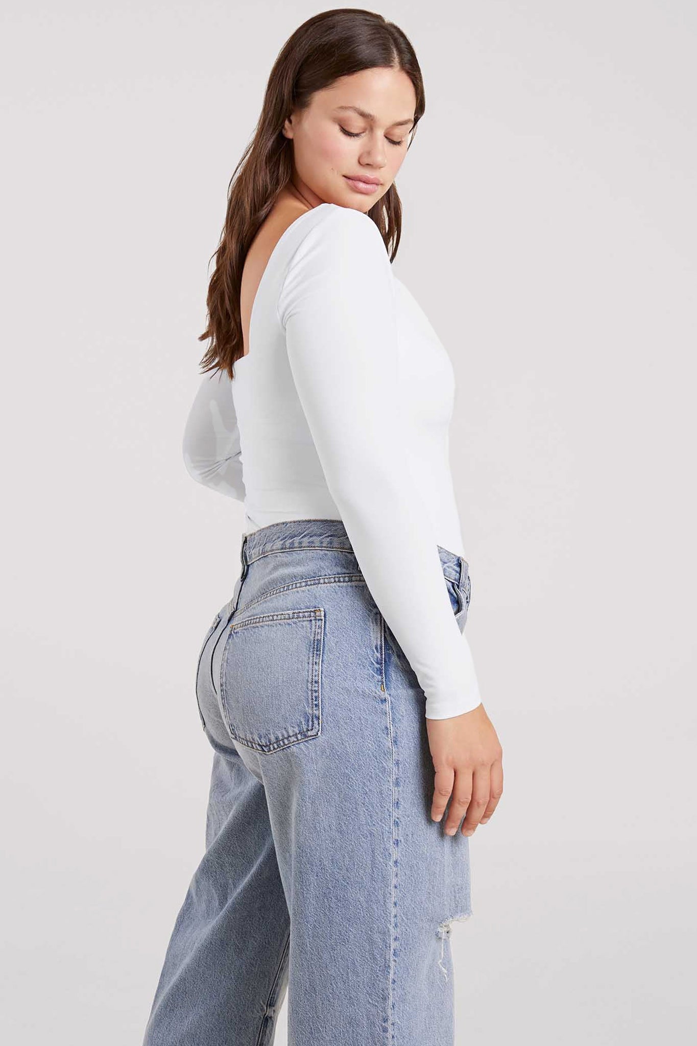 Long Sleeve Wide Square Neck Bodysuit