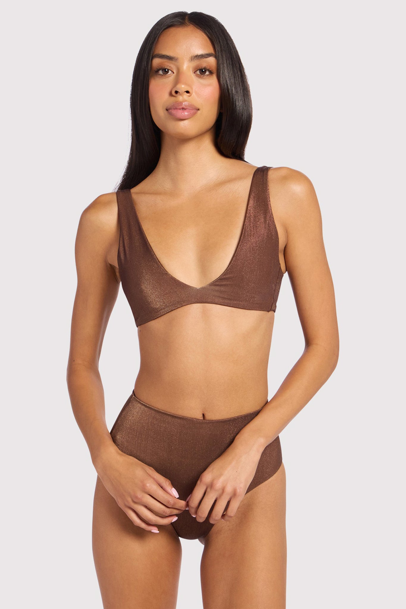 Shimmer Plunge Bikini Top