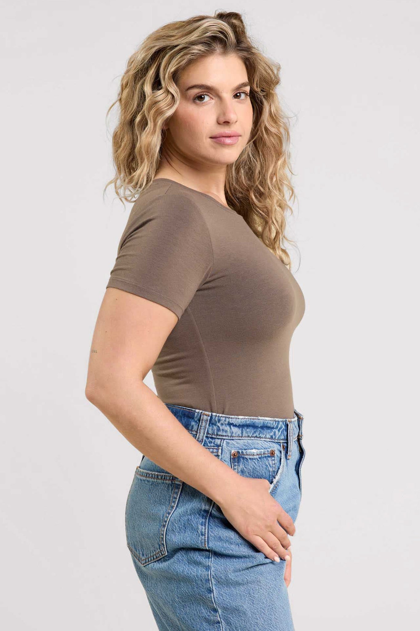 Cotton Stretch Short Sleeve Crewneck Bodysuit