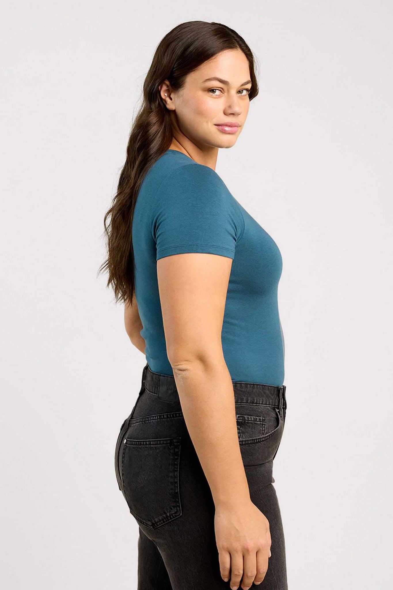 Cotton Stretch Short Sleeve Crewneck Bodysuit