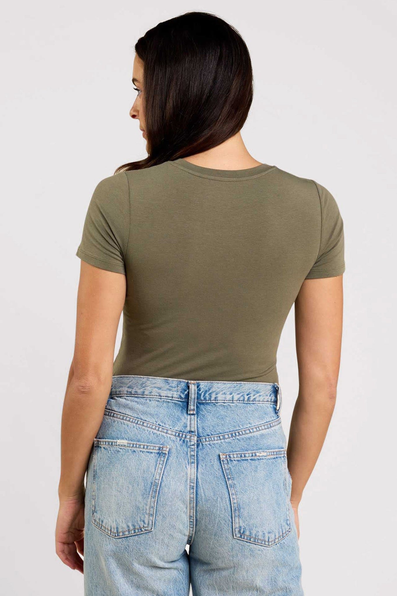 Cotton Stretch Short Sleeve Crewneck Bodysuit