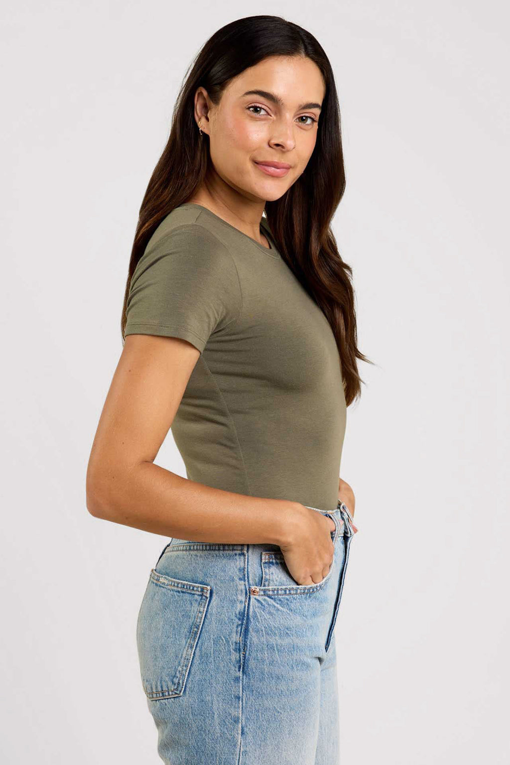 Cotton Stretch Short Sleeve Crewneck Bodysuit