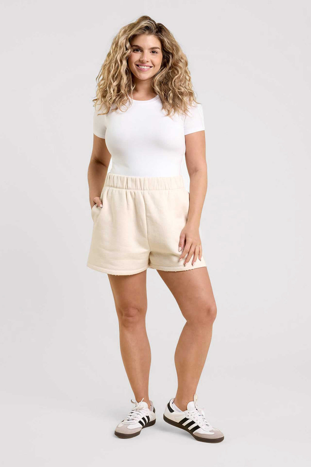Color:White | Cotton Stretch Short Sleeve Crewneck Bodysuit