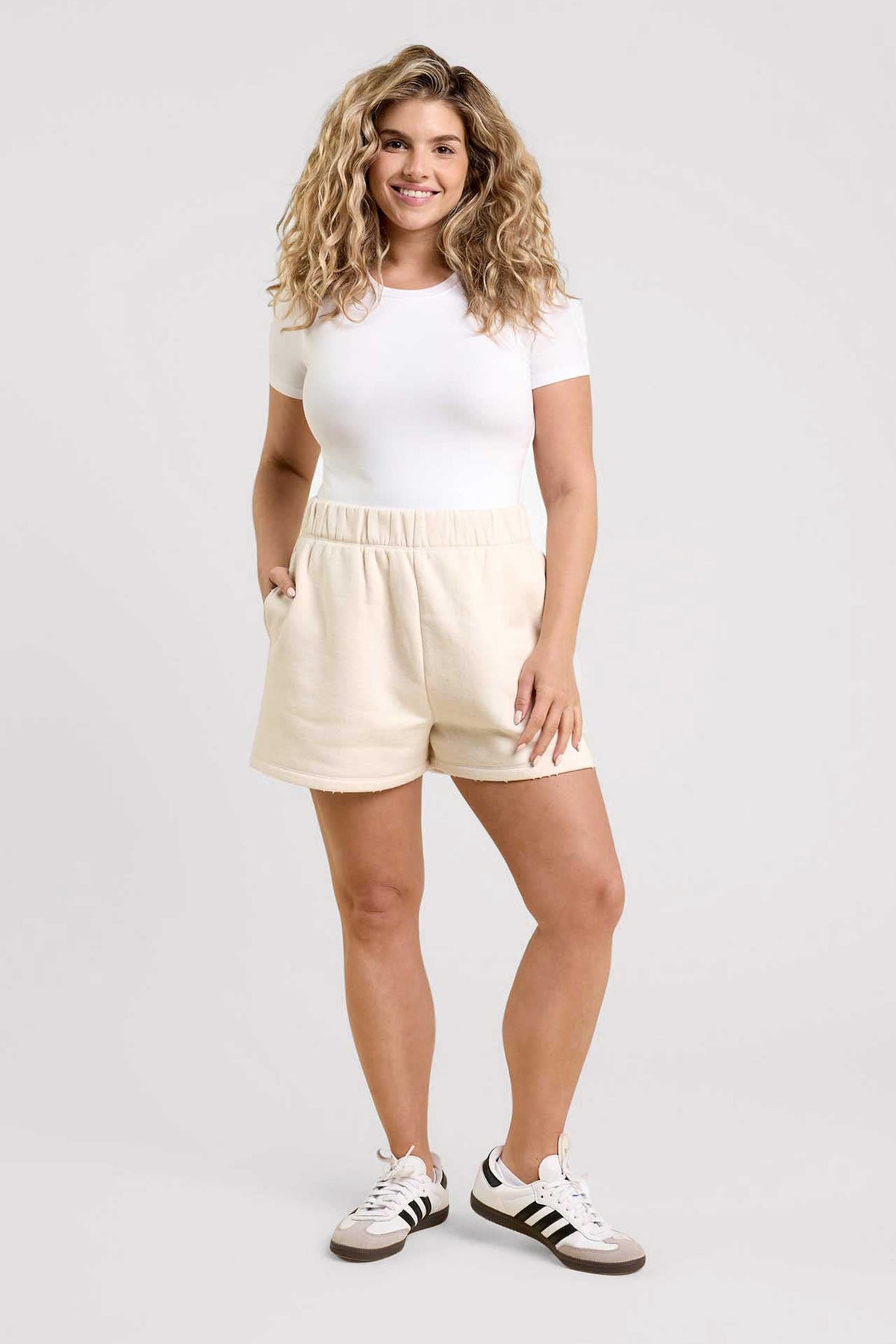 Color:White | Cotton Stretch Short Sleeve Crewneck Bodysuit