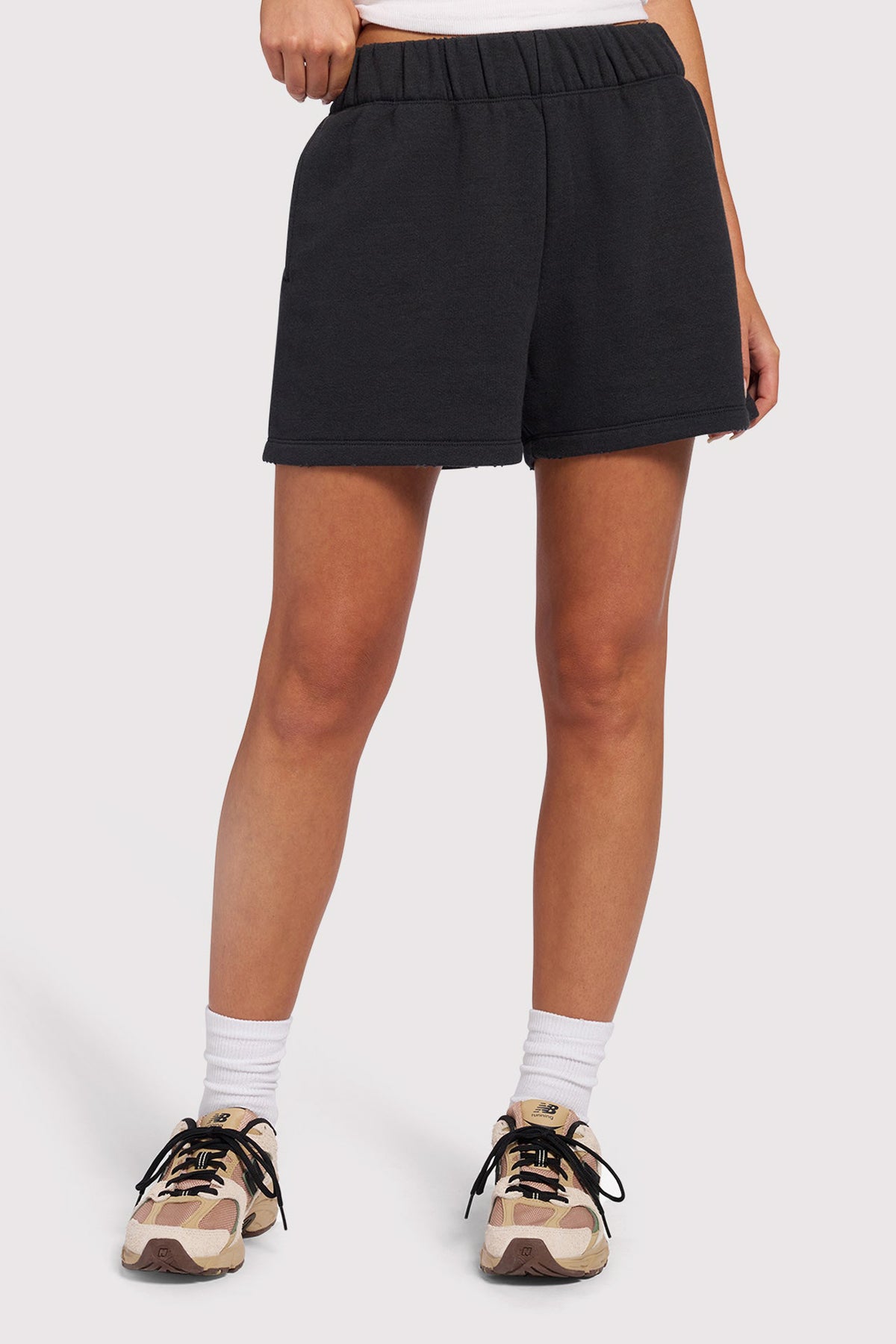 Color:Black | nuuds vintage fleece short sweatshorts women casual bottoms for women cozy lounge shorts