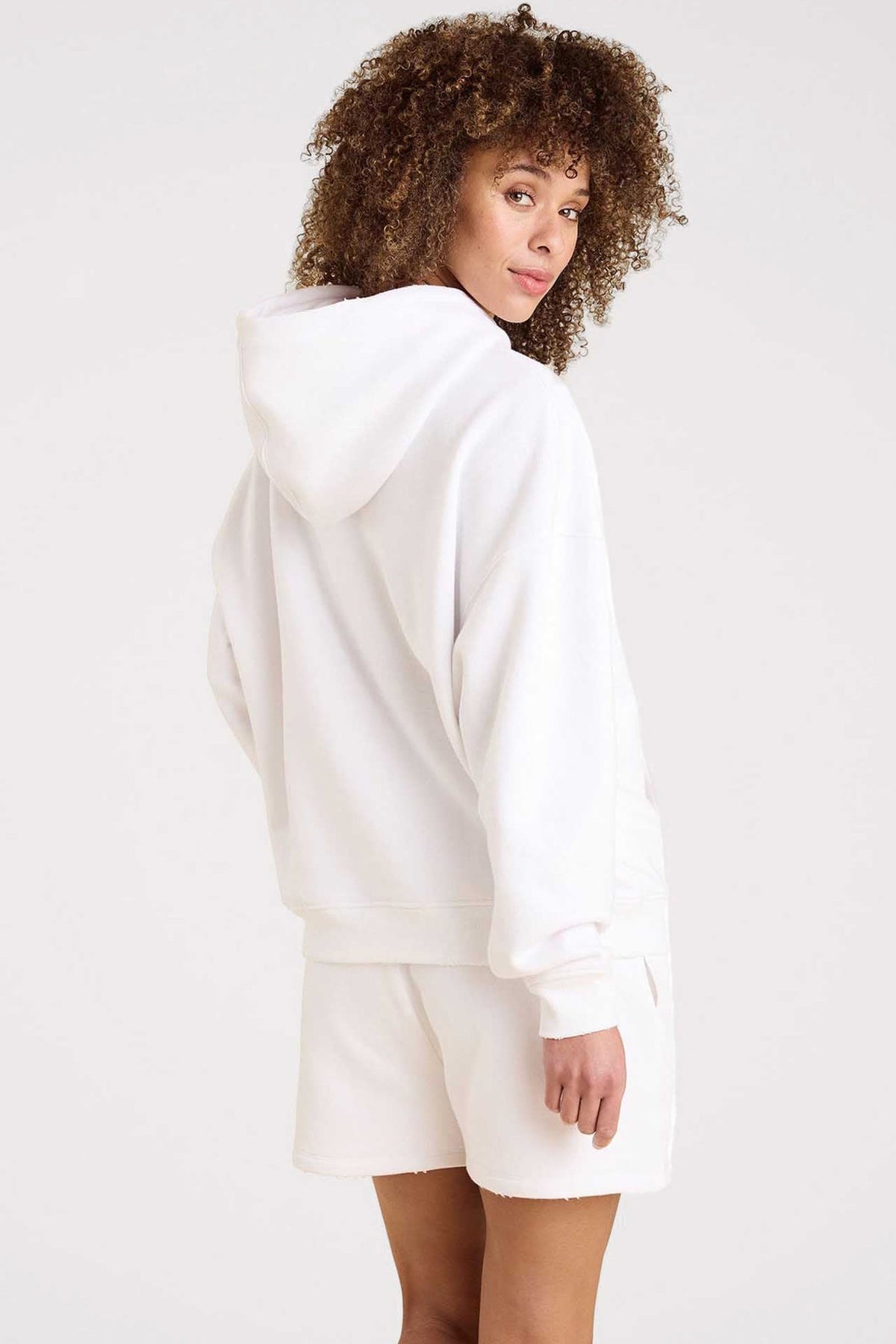 Color:White | nuuds vintage fleece hoodie – cozy oversized hoodie womens long sleeve top soft fleece pullover