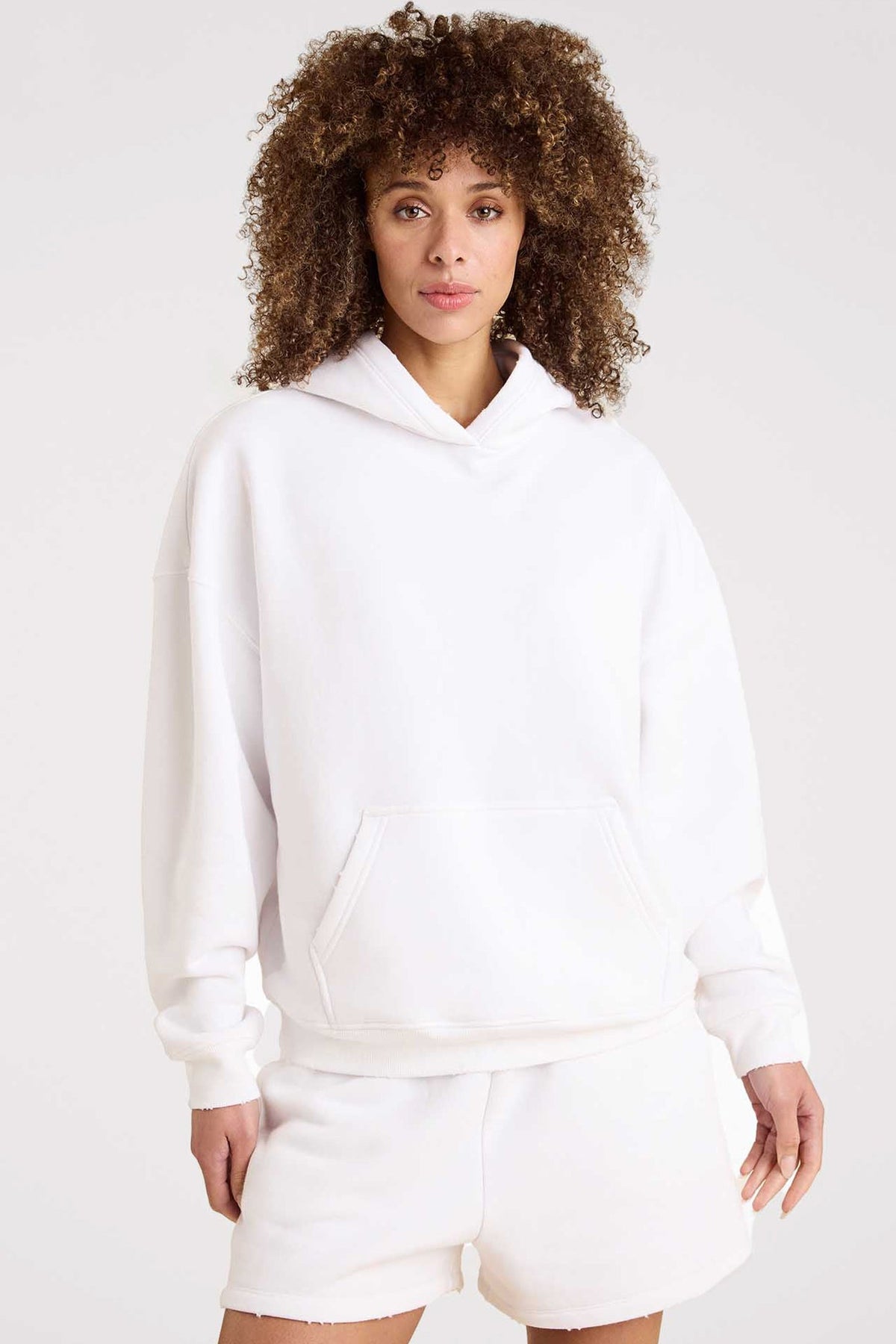 Color:White | nuuds vintage fleece hoodie – cozy oversized hoodie womens long sleeve top soft fleece pullover
