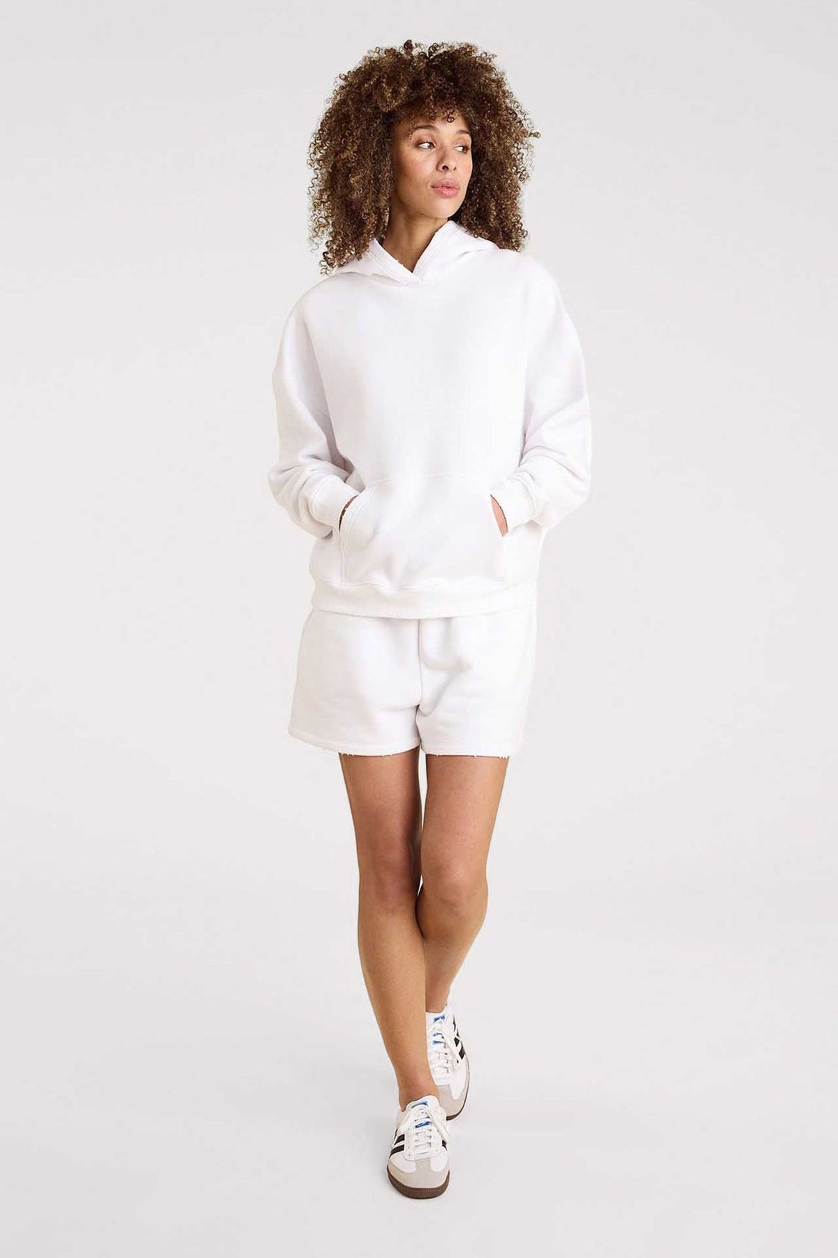 Color:White | nuuds vintage fleece hoodie – cozy oversized hoodie womens long sleeve top soft fleece pullover