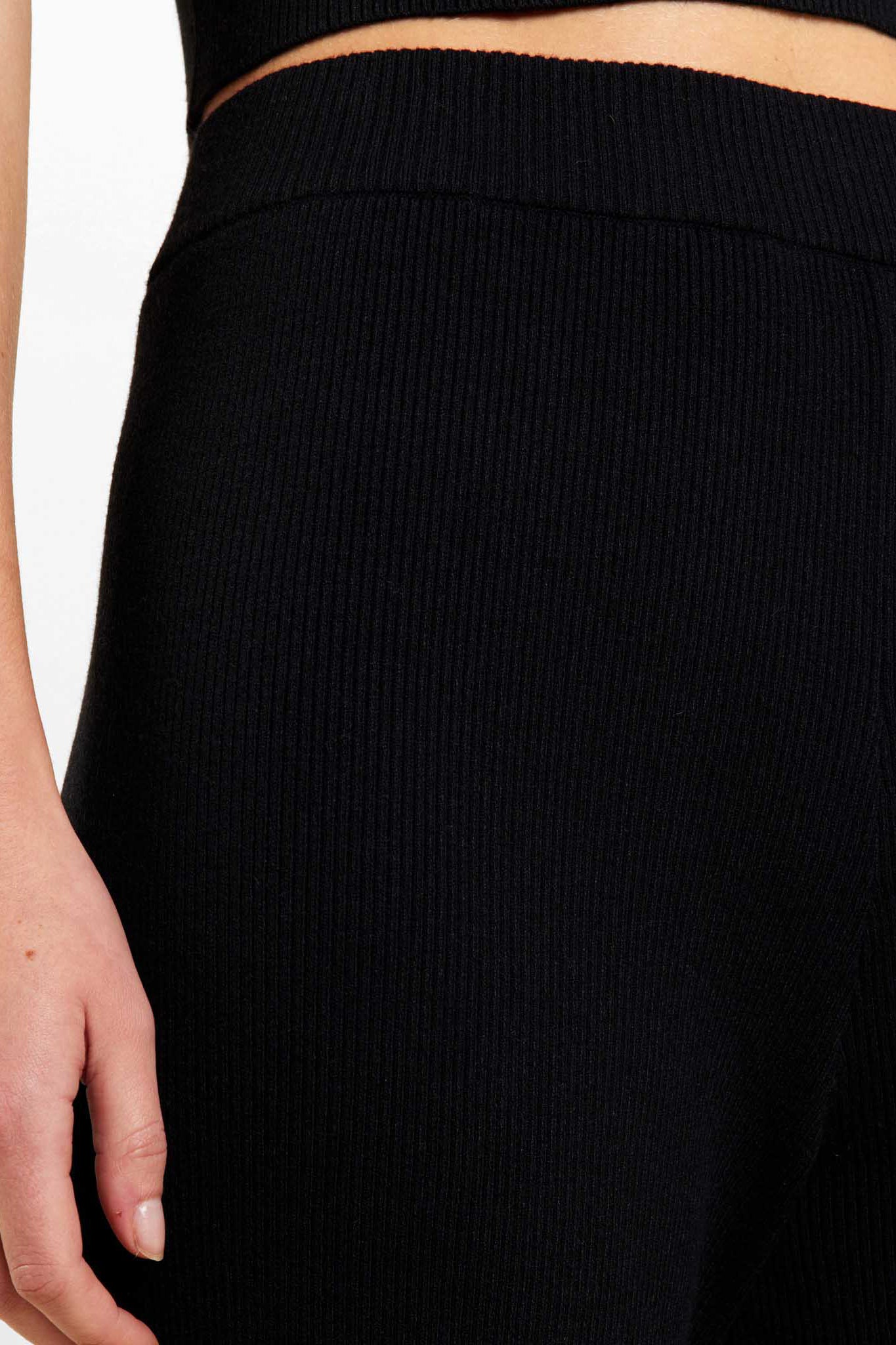Ribbed Sweater Wide Leg Pant | Black – nuuds