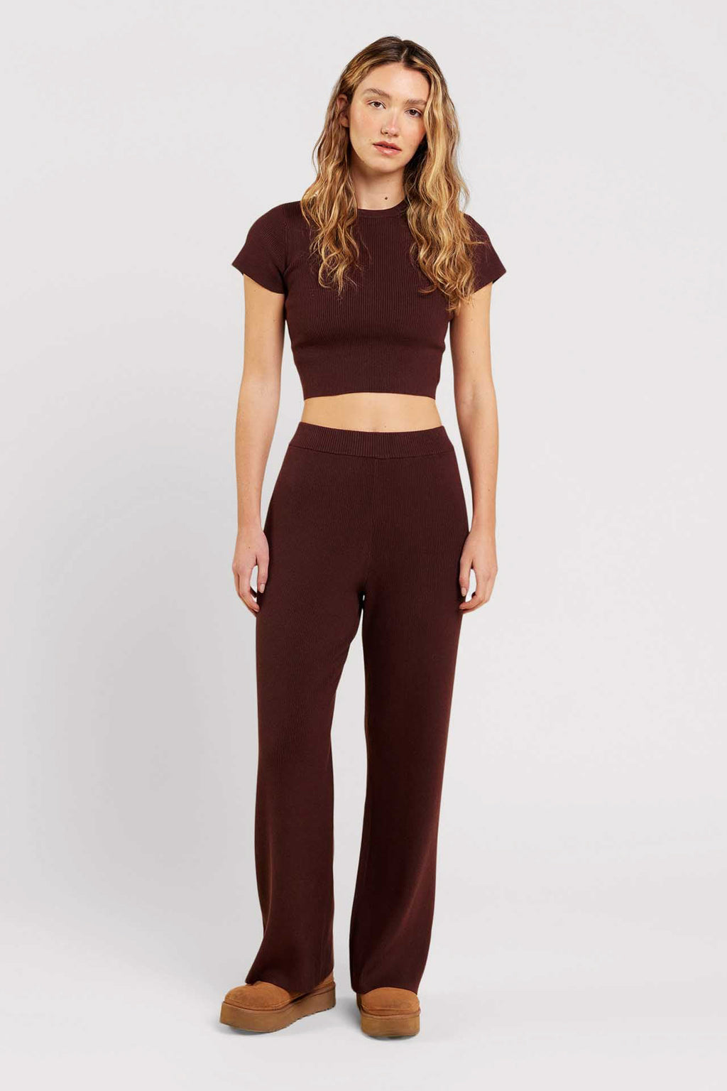 Ribbed Sweater Wide Leg Pant