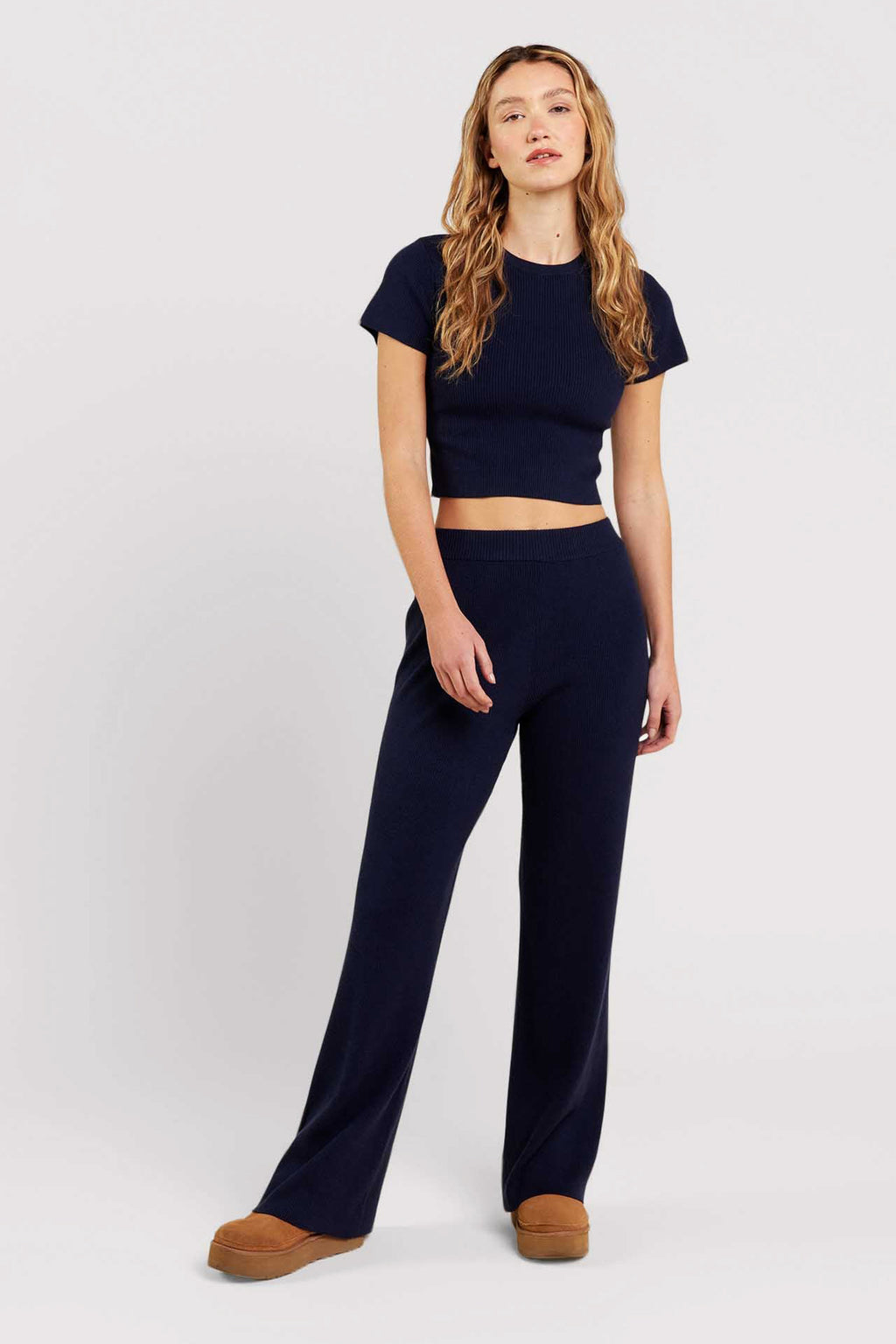 Ribbed Sweater Wide Leg Pant