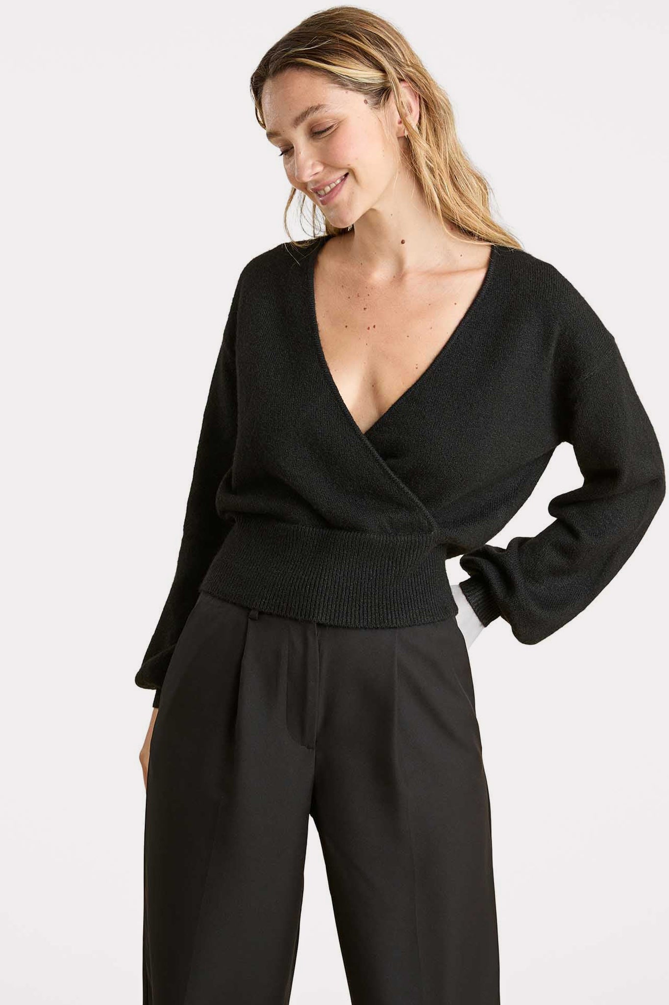Cozy Knit Wrap Sweater