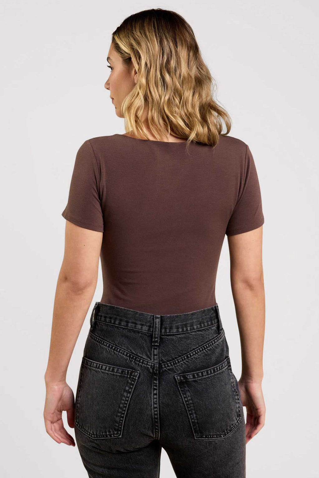 Cotton Stretch Short Sleeve Square Neck Bodysuit