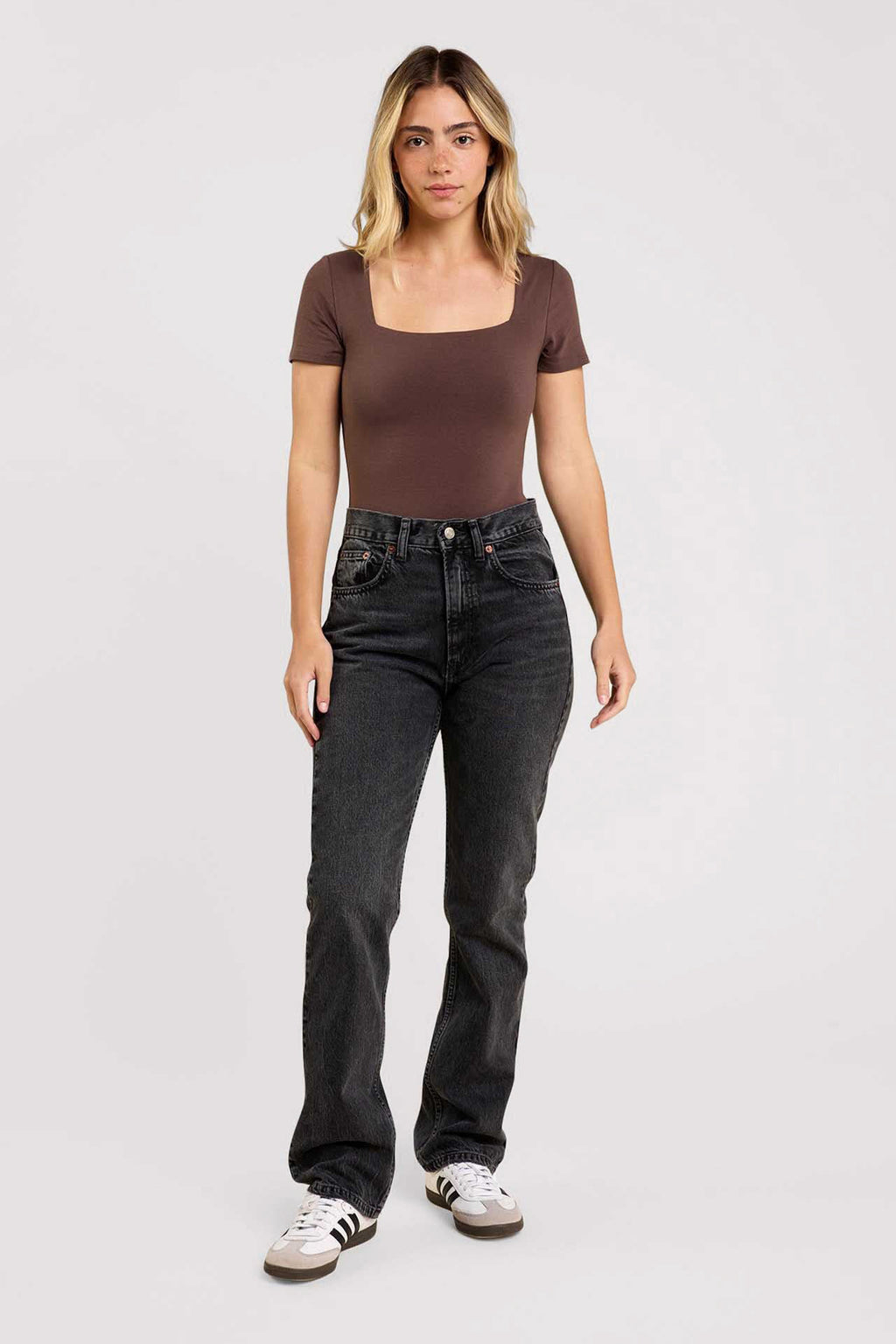 Cotton Stretch Short Sleeve Square Neck Bodysuit