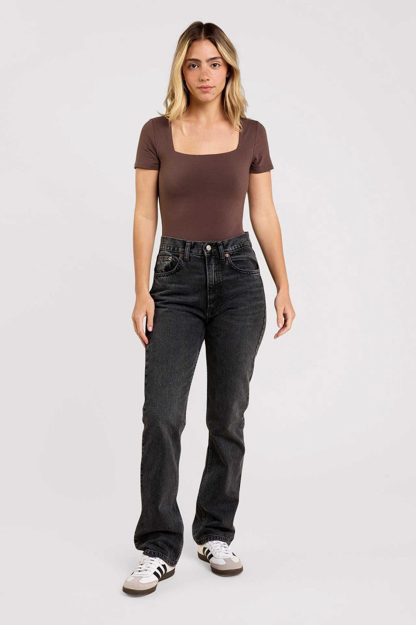 Cotton Stretch Short Sleeve Square Neck Bodysuit