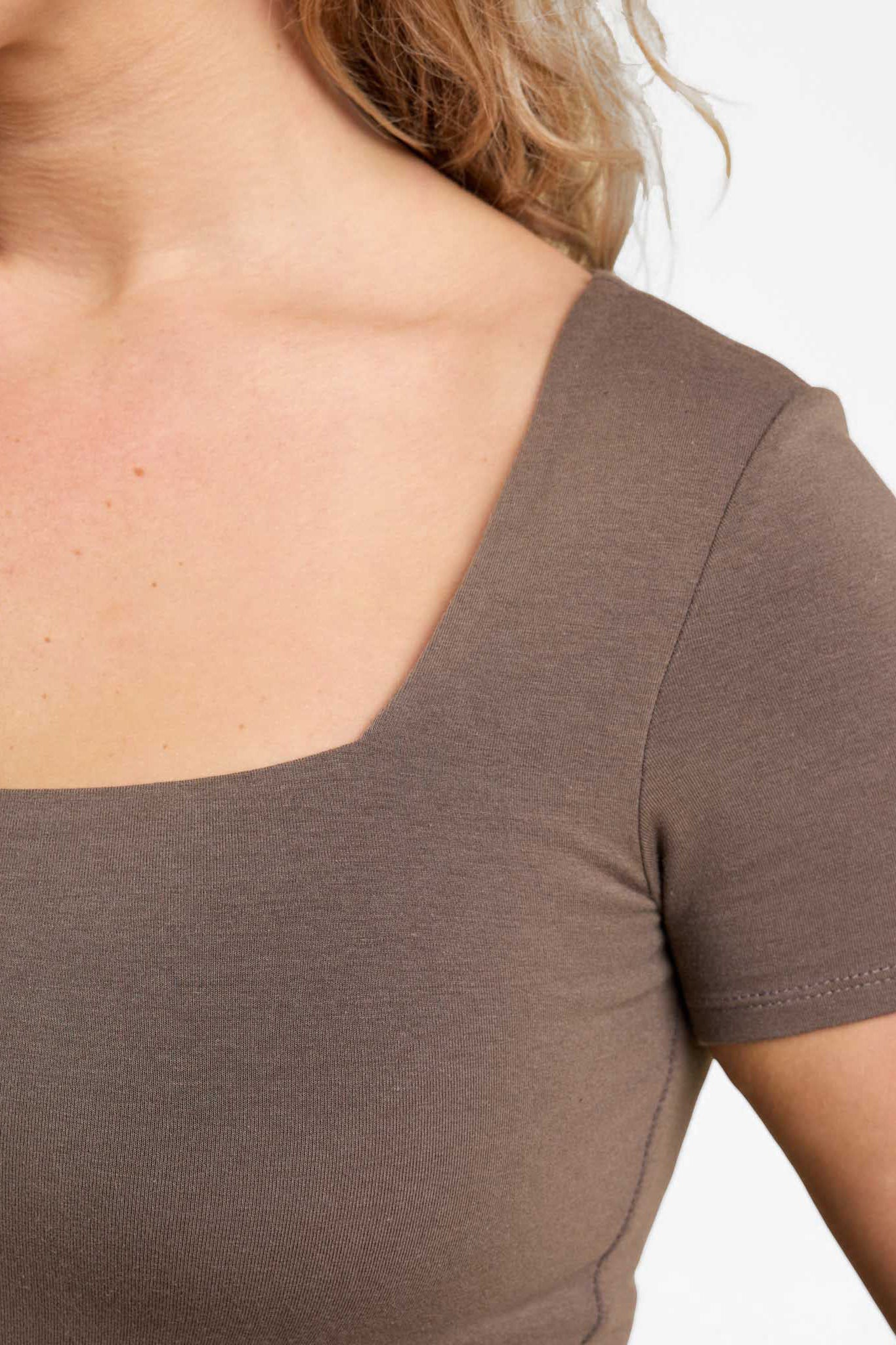 Cotton Stretch Short Sleeve Square Neck Bodysuit