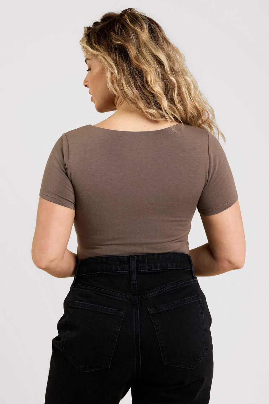 Cotton Stretch Short Sleeve Square Neck Bodysuit