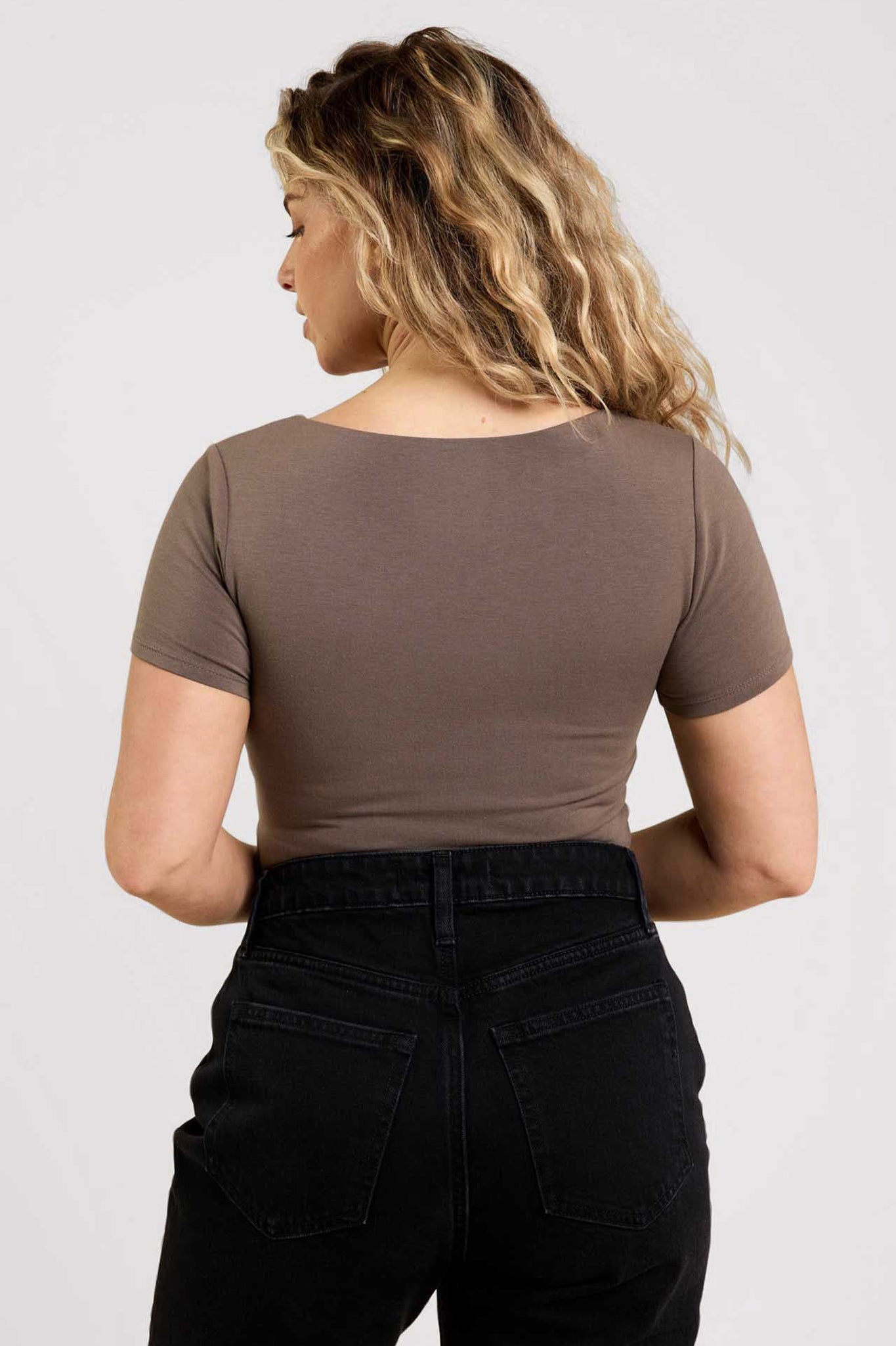 Cotton Stretch Short Sleeve Square Neck Bodysuit