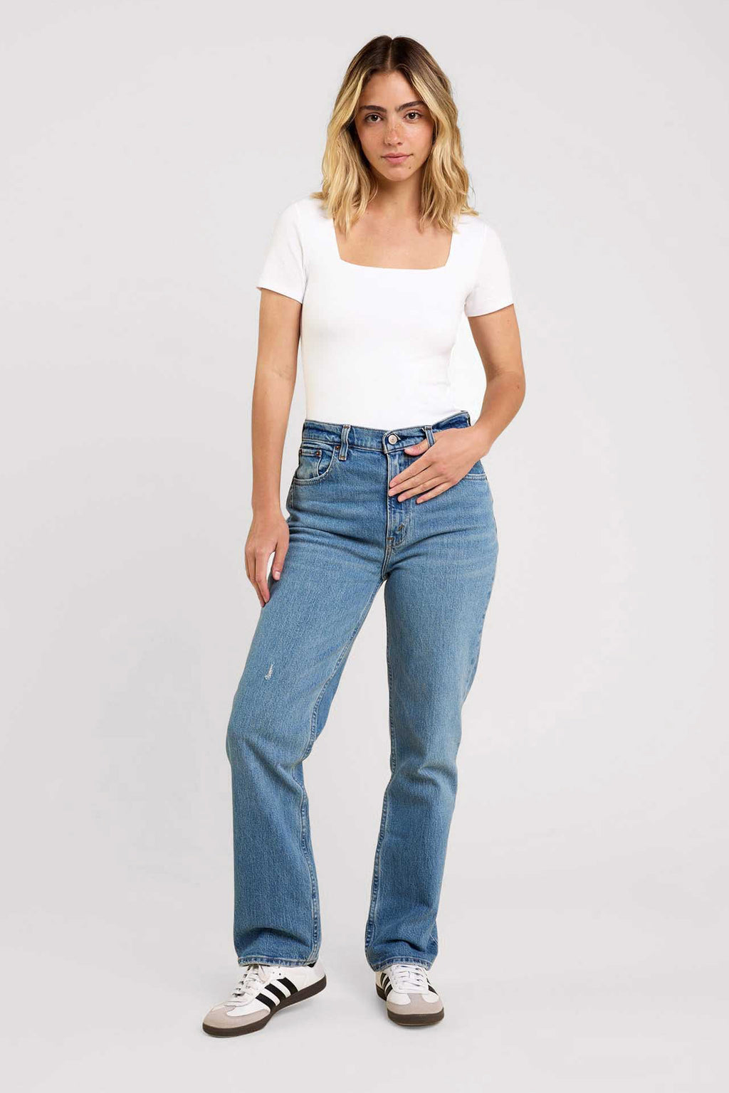 Cotton Stretch Short Sleeve Square Neck Bodysuit