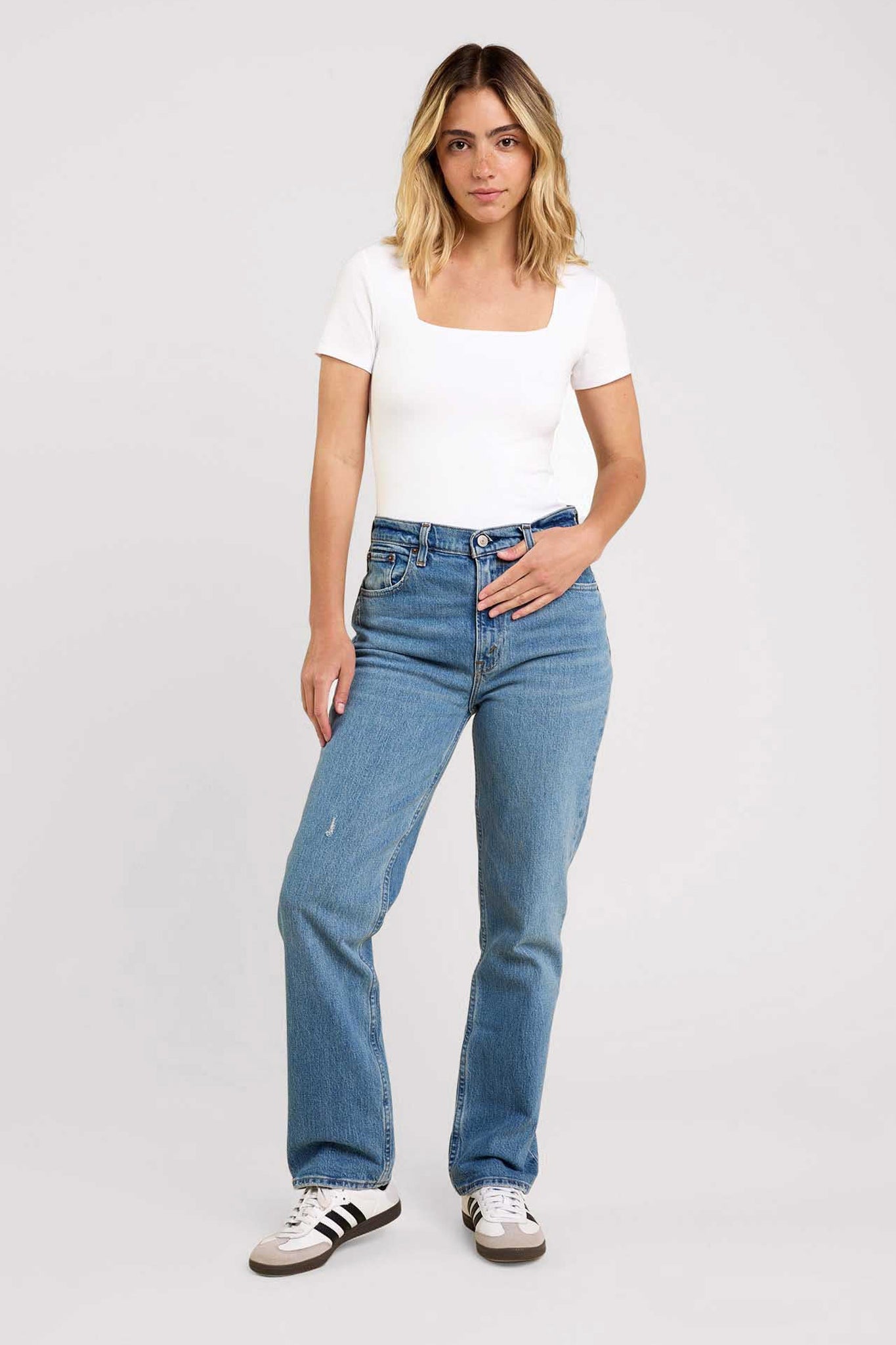 Cotton Stretch Short Sleeve Square Neck Bodysuit