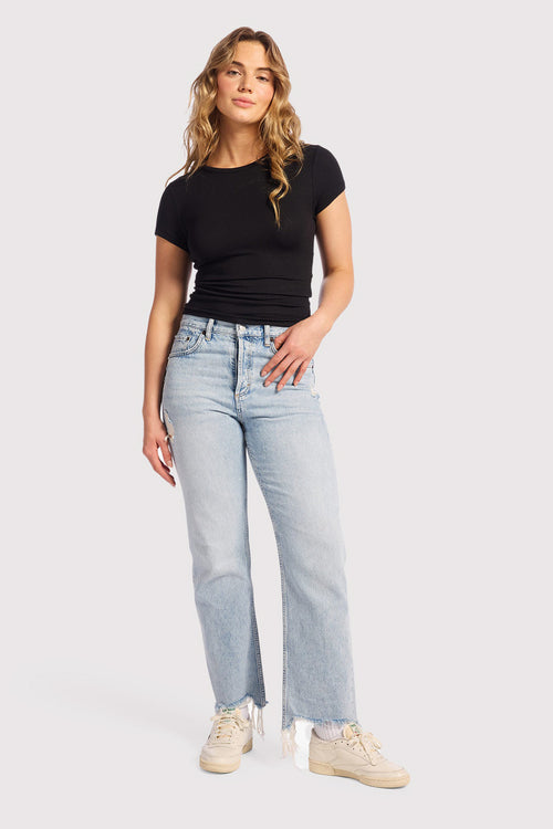 nuuds ribbed t-shirt for women - basic ribbed t-shirt short sleeve top