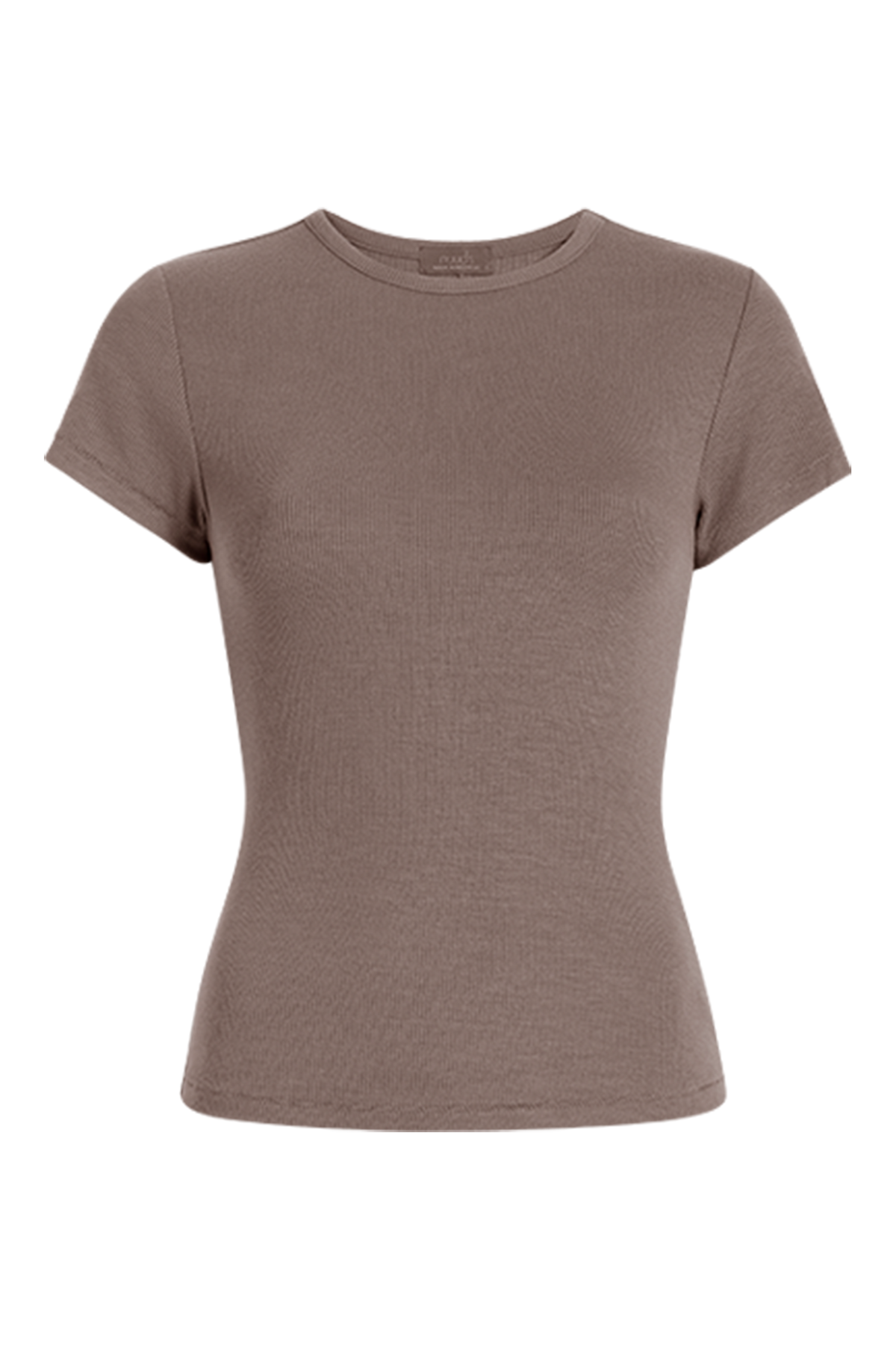 Color:Mocha | nuuds ribbed t-shirt for women - basic ribbed t-shirt short sleeve top