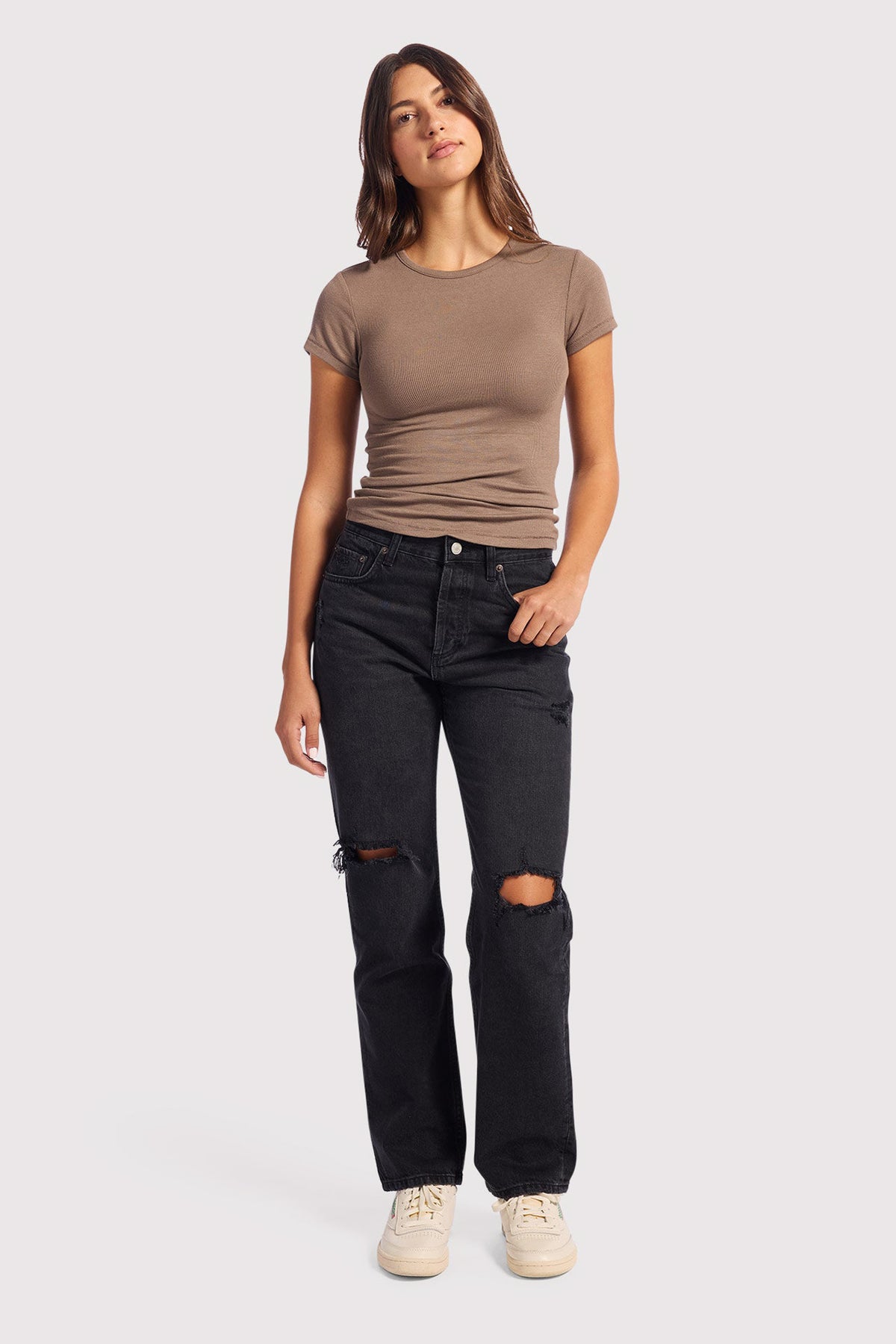 Color:Mocha | Slinky Rib Tee