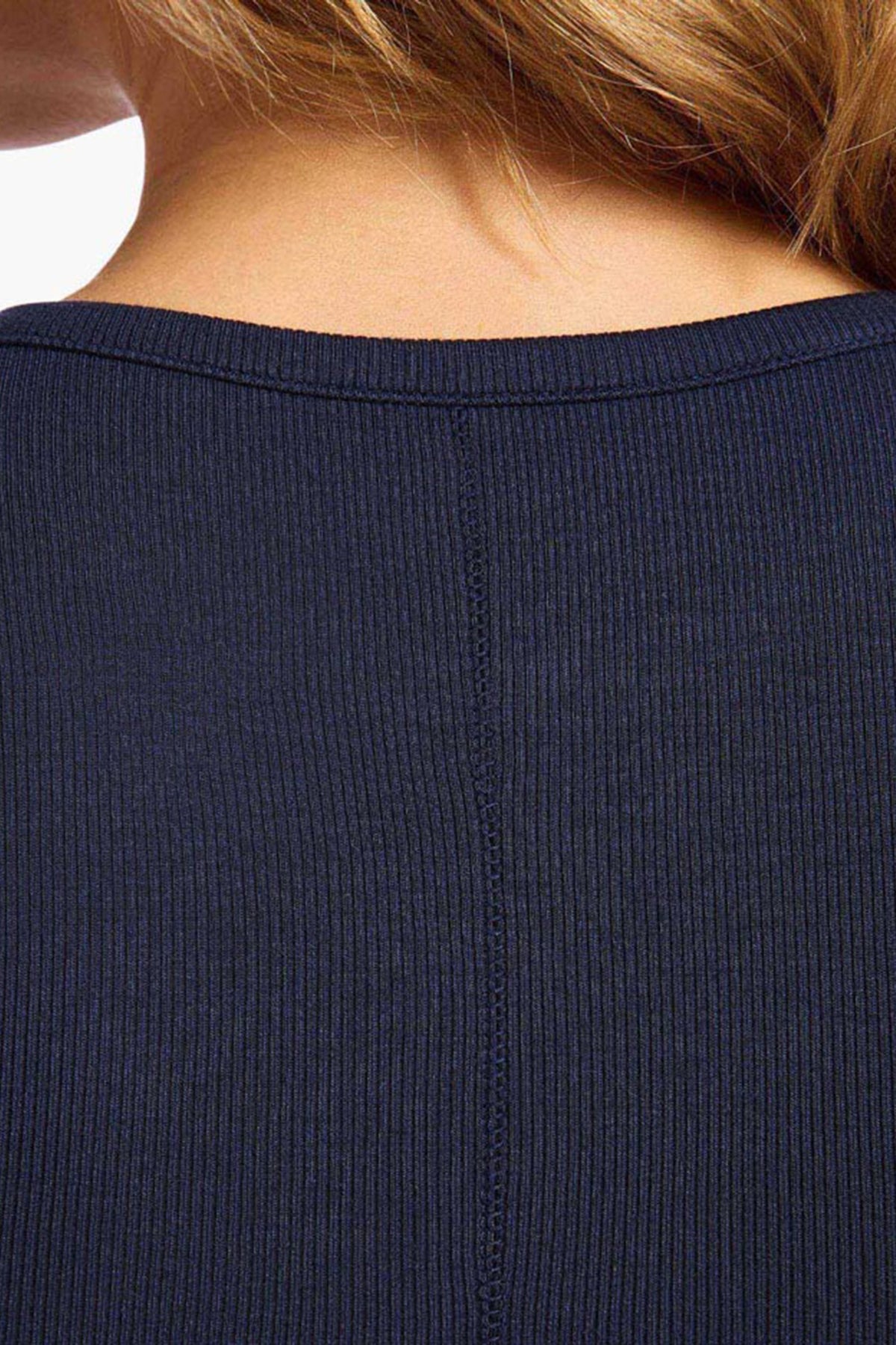 Color:Navy | nuuds ribbed t-shirt for women - basic ribbed t-shirt short sleeve top
