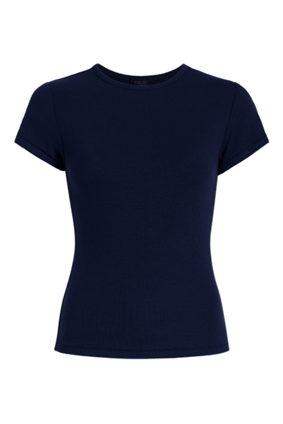 Color:Navy | nuuds ribbed t-shirt for women - basic ribbed t-shirt short sleeve top