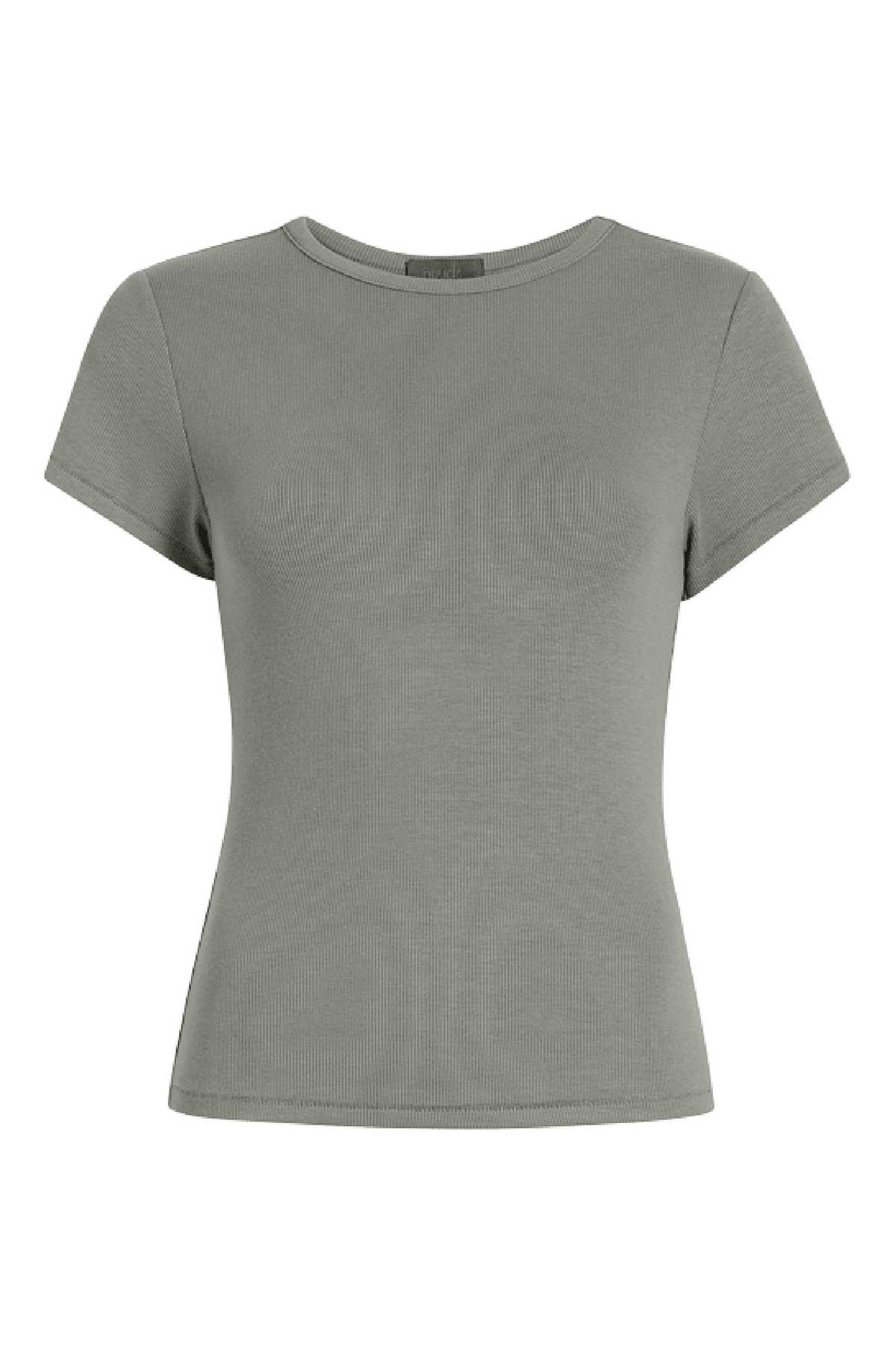 Color:Olive | nuuds ribbed t-shirt for women - basic ribbed t-shirt short sleeve top