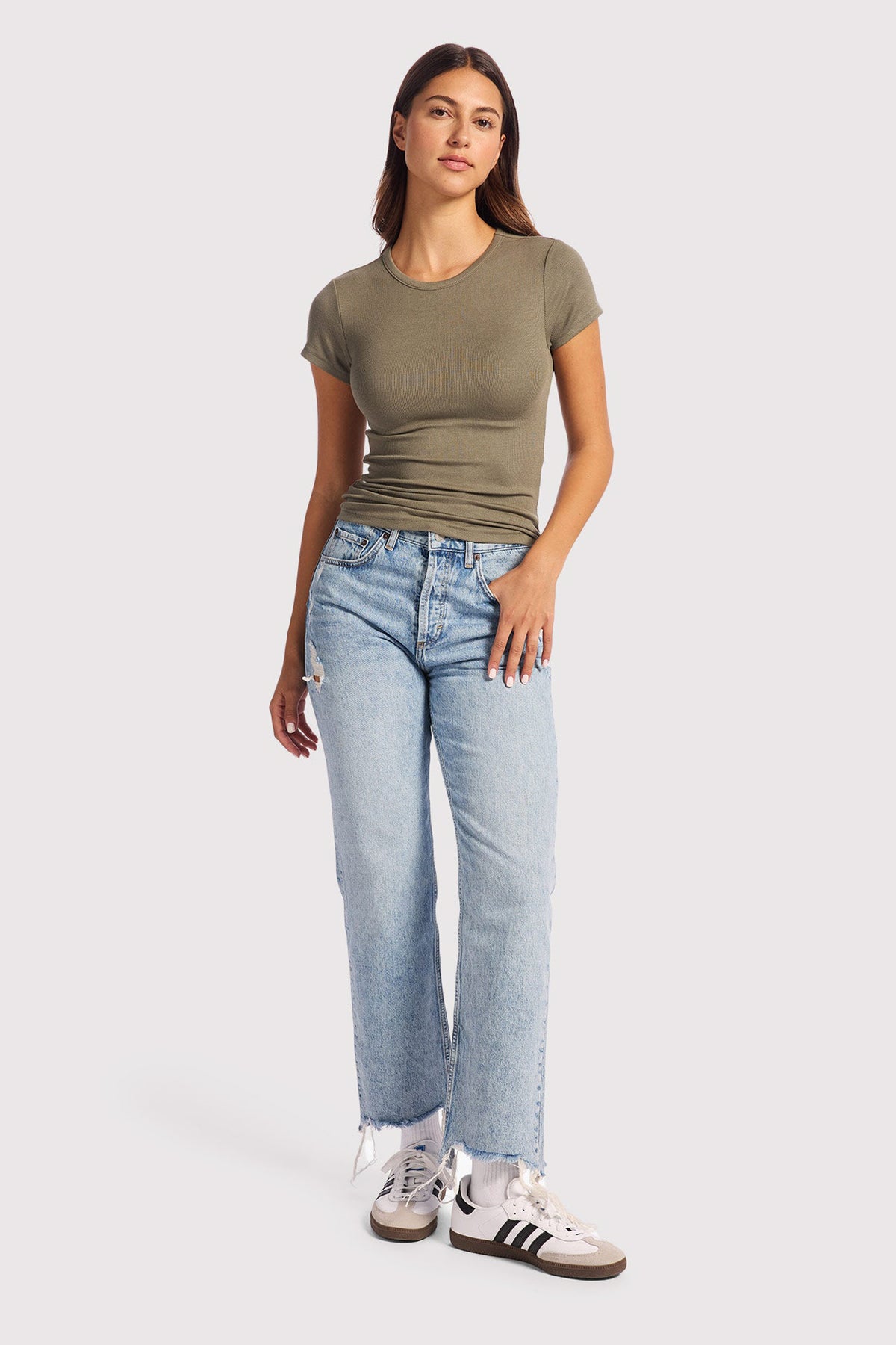 Color:Olive | Slinky Rib Tee