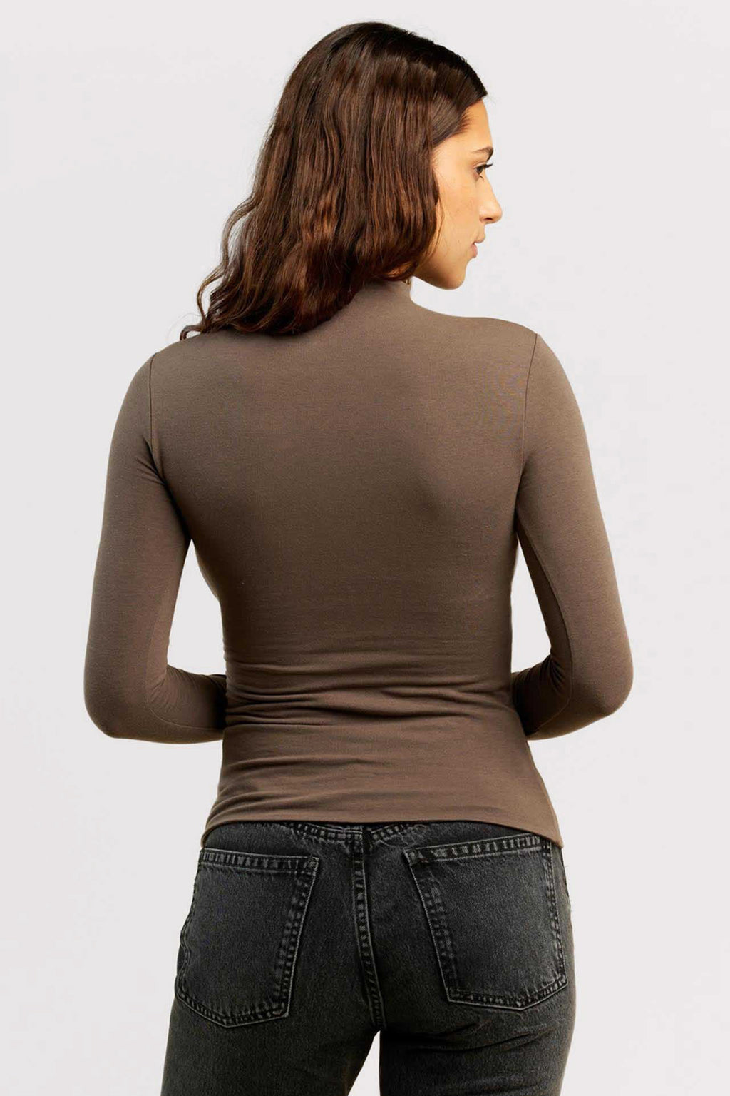 Cotton Stretch Long Sleeve Mock Neck Shirt