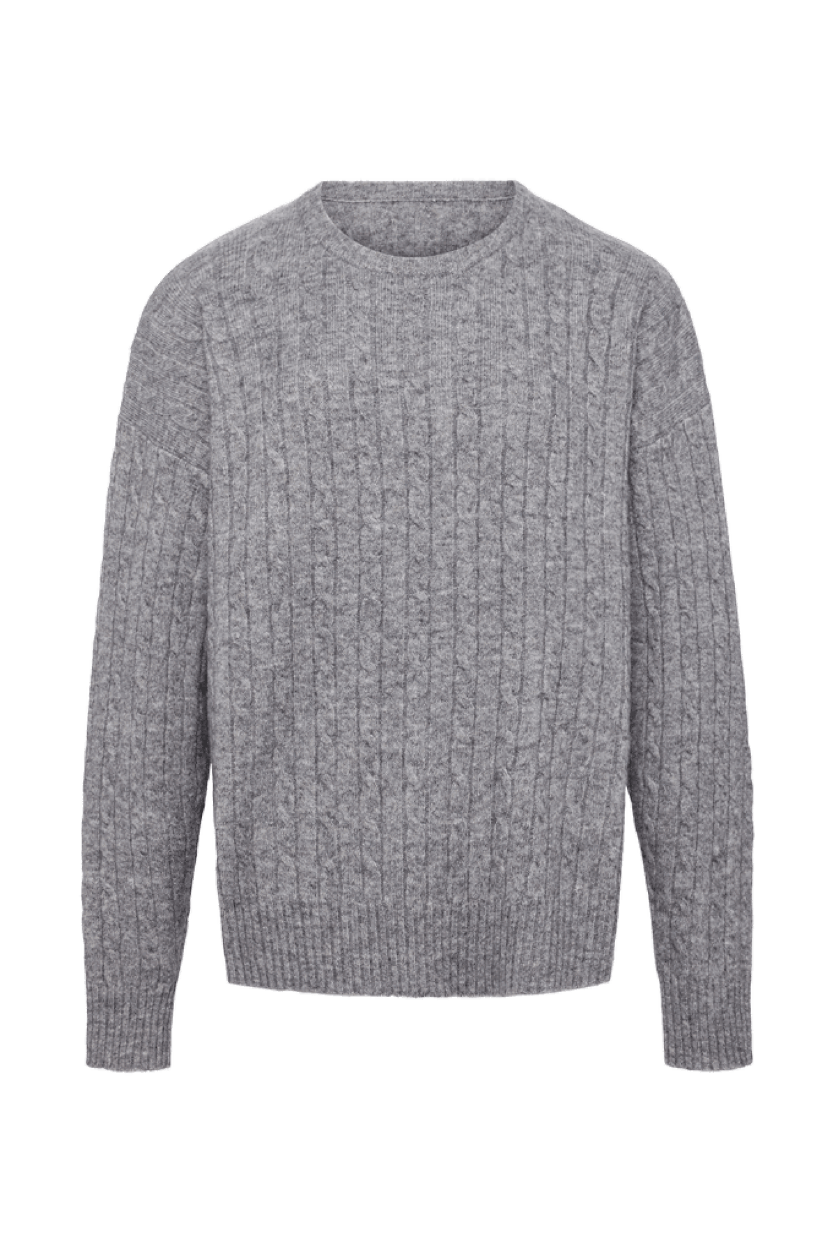 Color:Charcoal | nuuds cable crewneck sweater – women’s cable knit sweater cozy knitwear long sleeve