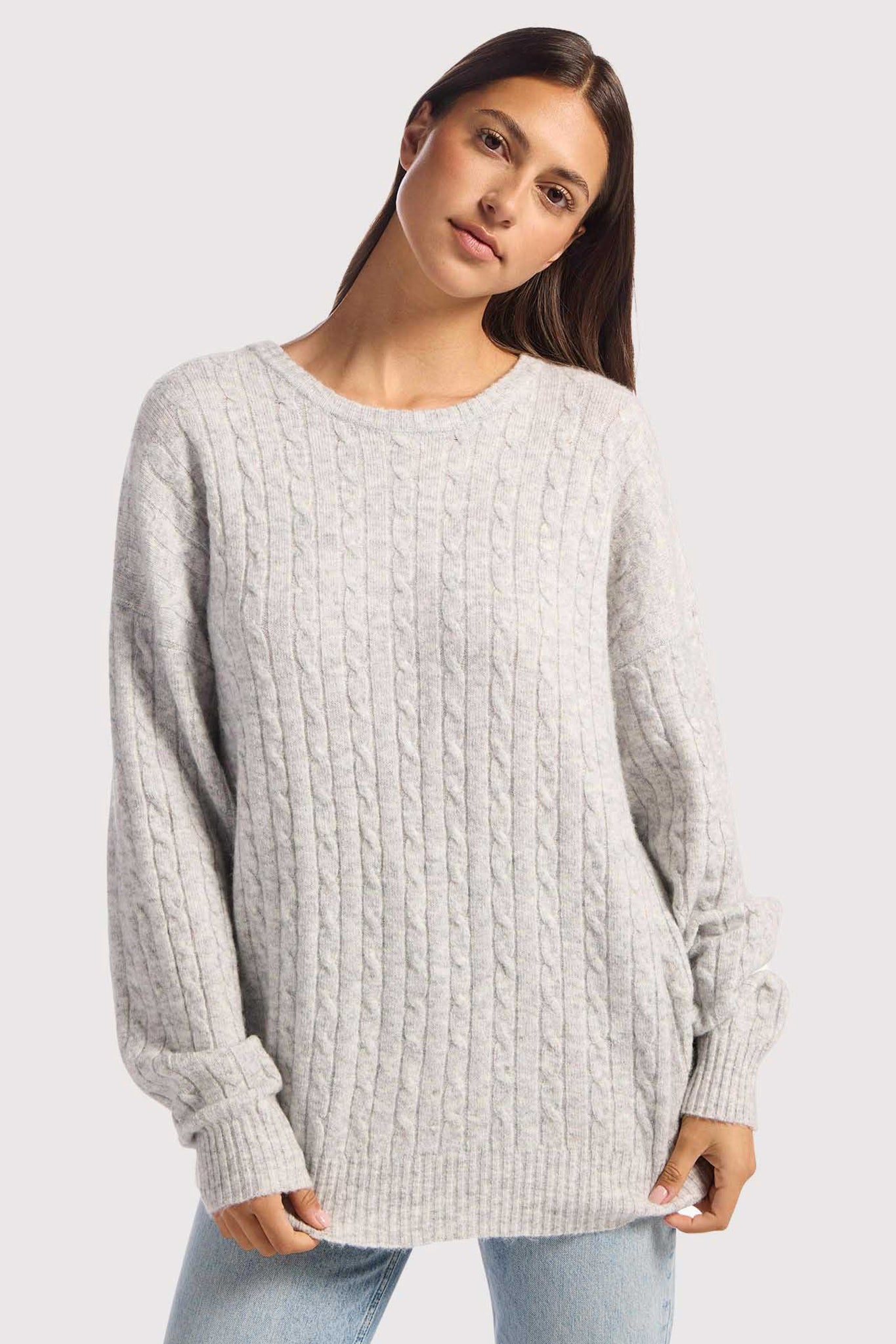 Cozy Knit Cable Crewneck Sweater